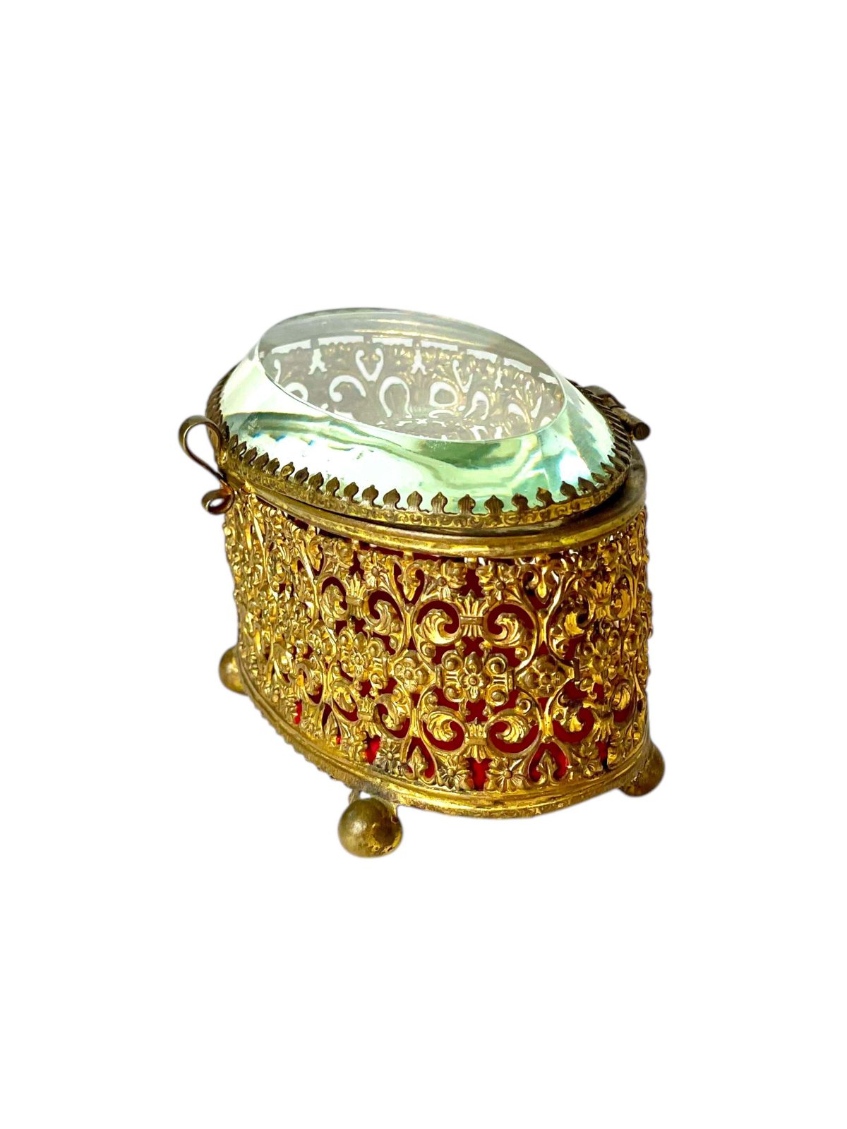 Jewelry Casket In Gilt Bronze And Beveled Glass, 19th Century photo Home Decor
