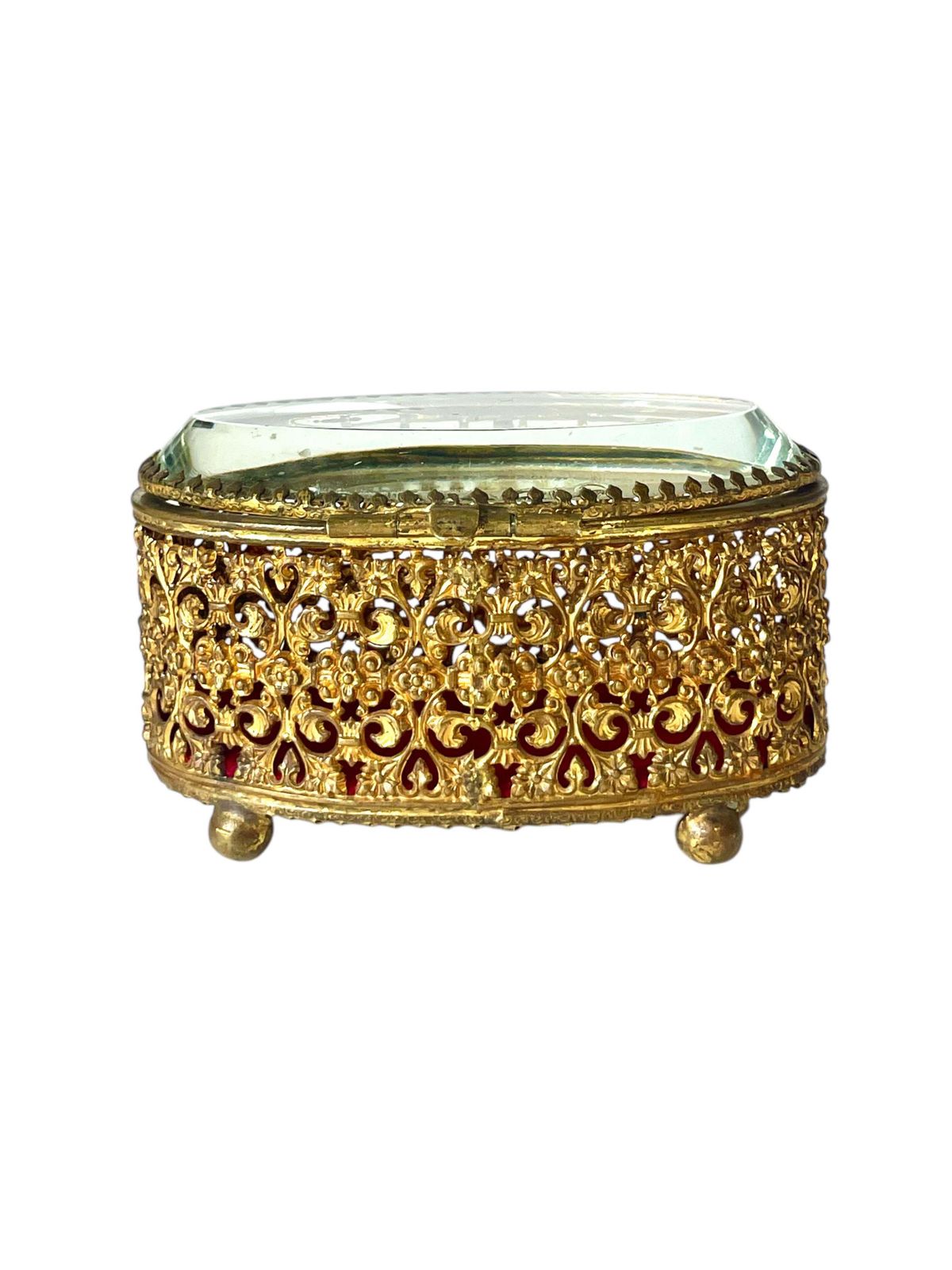 photo buy Jewelry Casket In Gilt Bronze And Beveled Glass, 19th Century