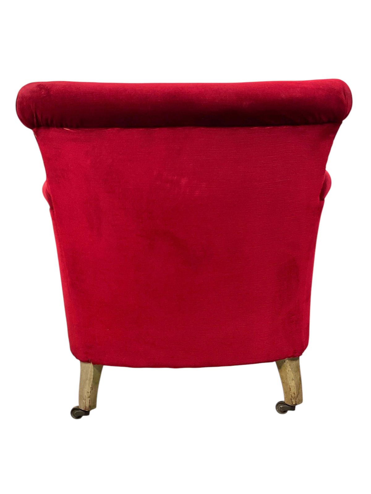 photo furniture Pair Of Napoleon III Period Crimson Velvet Bergere Chairs With Wheels