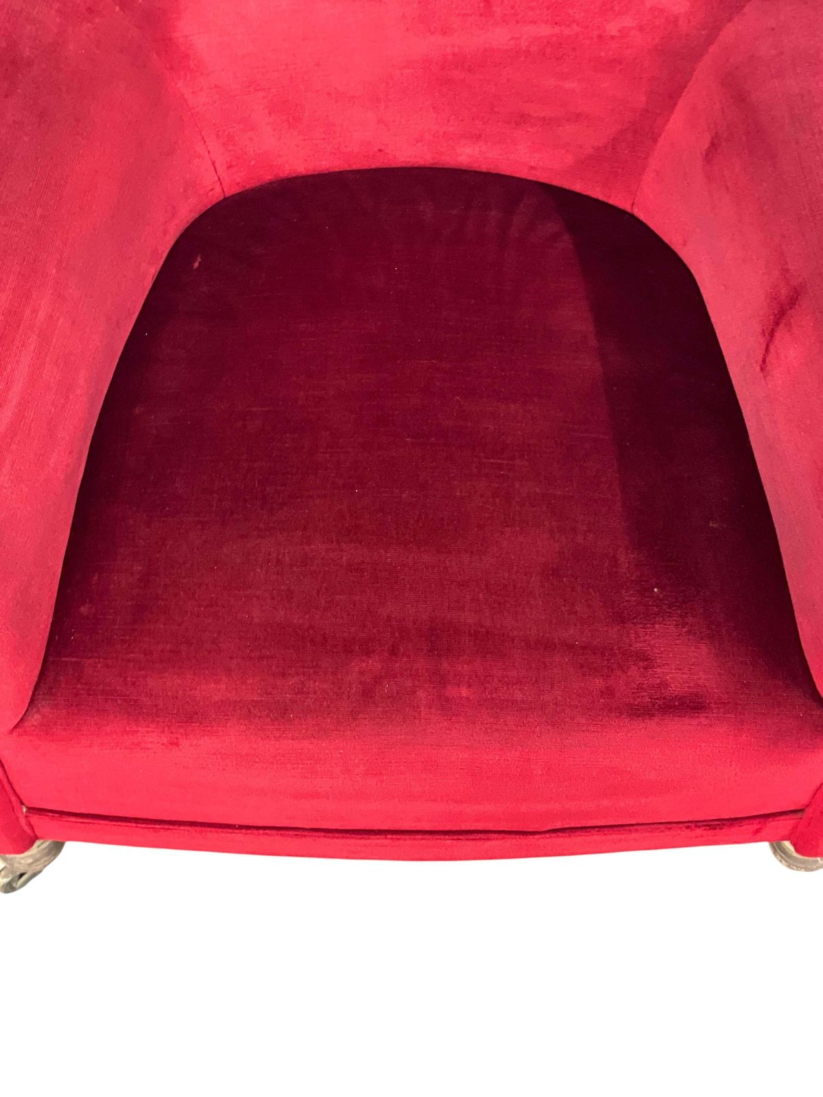 photo buy Pair Of Napoleon III Period Crimson Velvet Bergere Chairs With Wheels