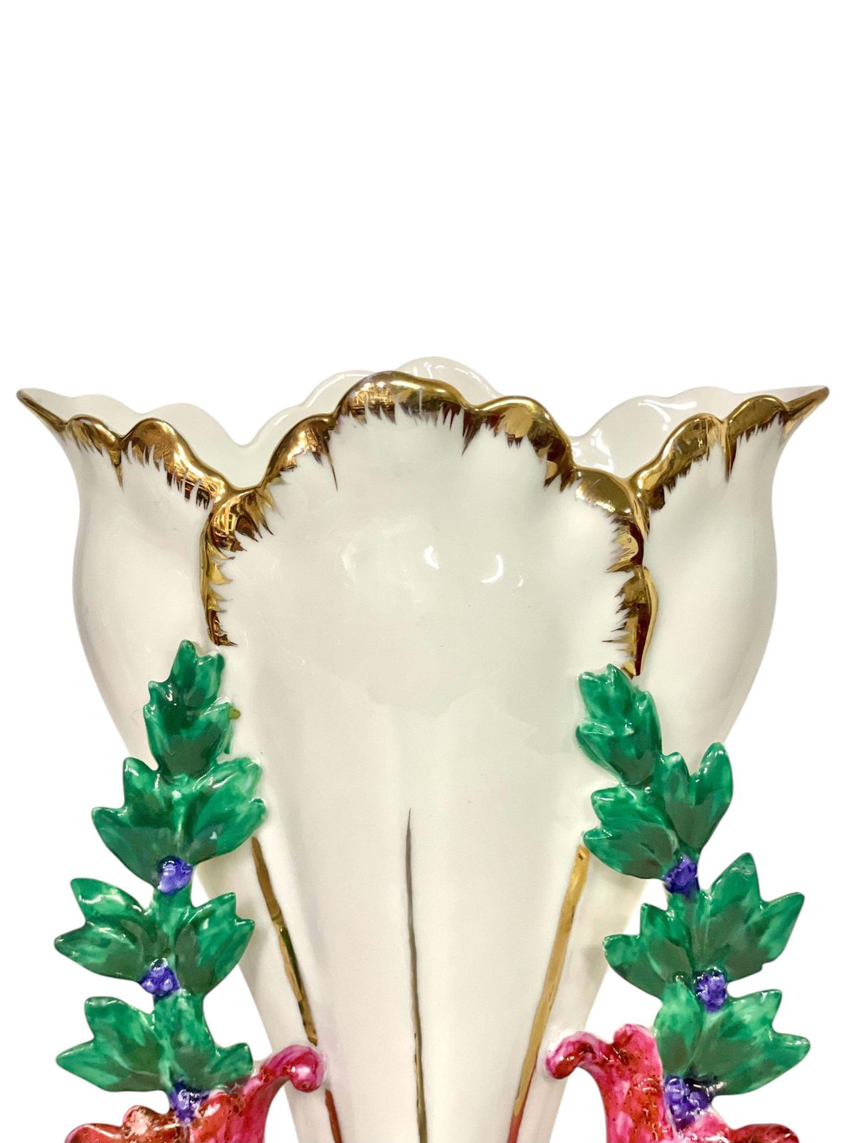 19th Century Porcelain Wedding Vase With Gilded Accents photo for sale