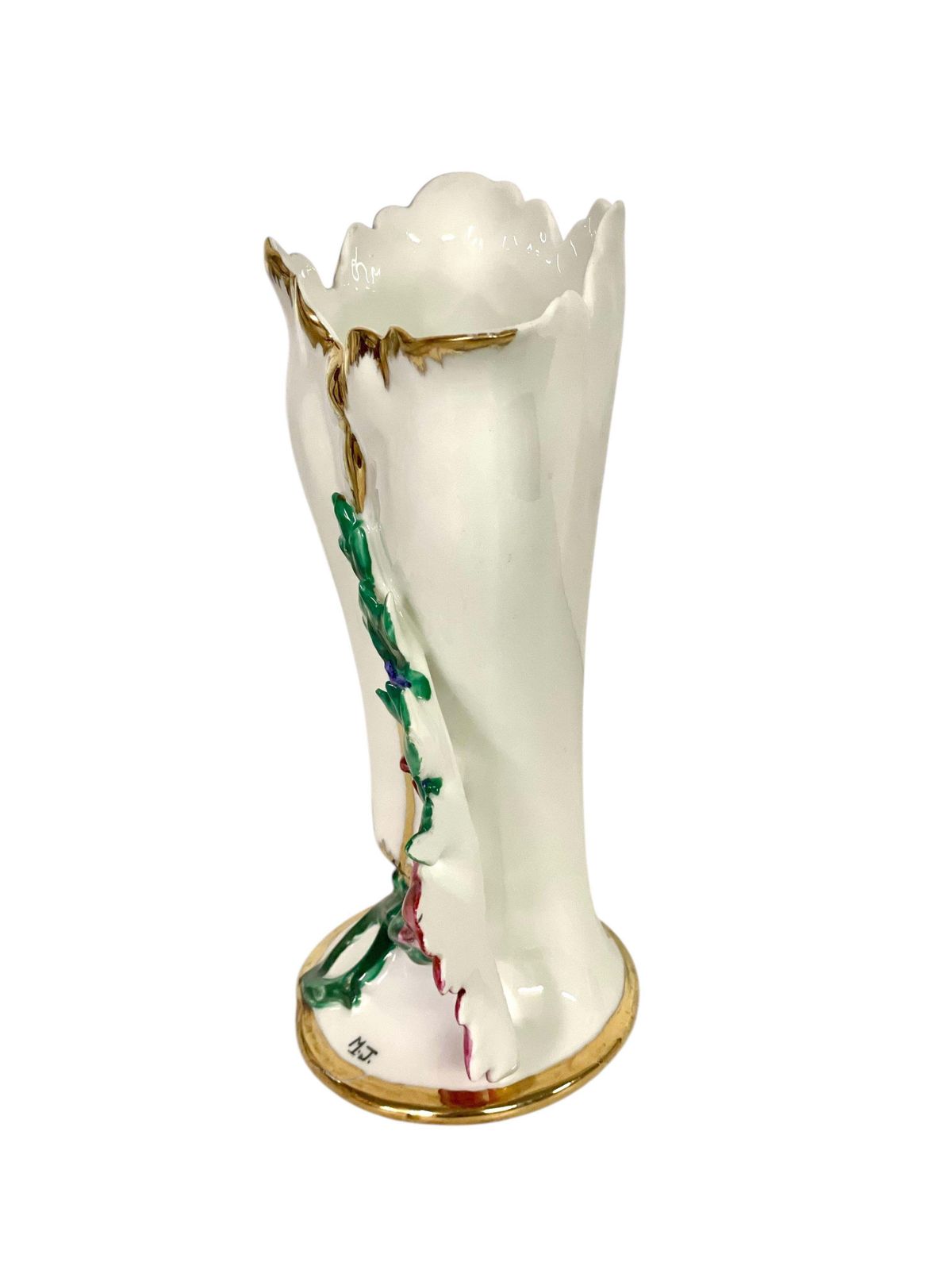 19th Century Porcelain Wedding Vase With Gilded Accents photo Home Decor