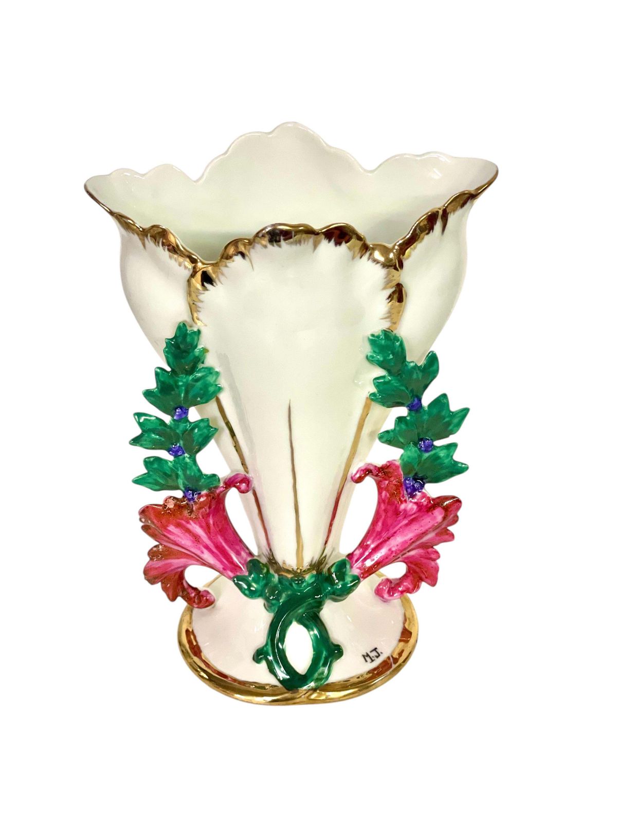 19th Century Porcelain Wedding Vase With Gilded Accents photo buy