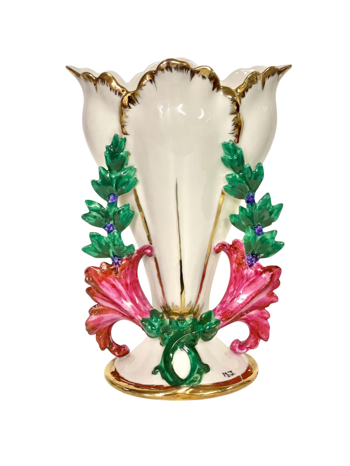 photo buy 19th Century Porcelain Wedding Vase With Gilded Accents