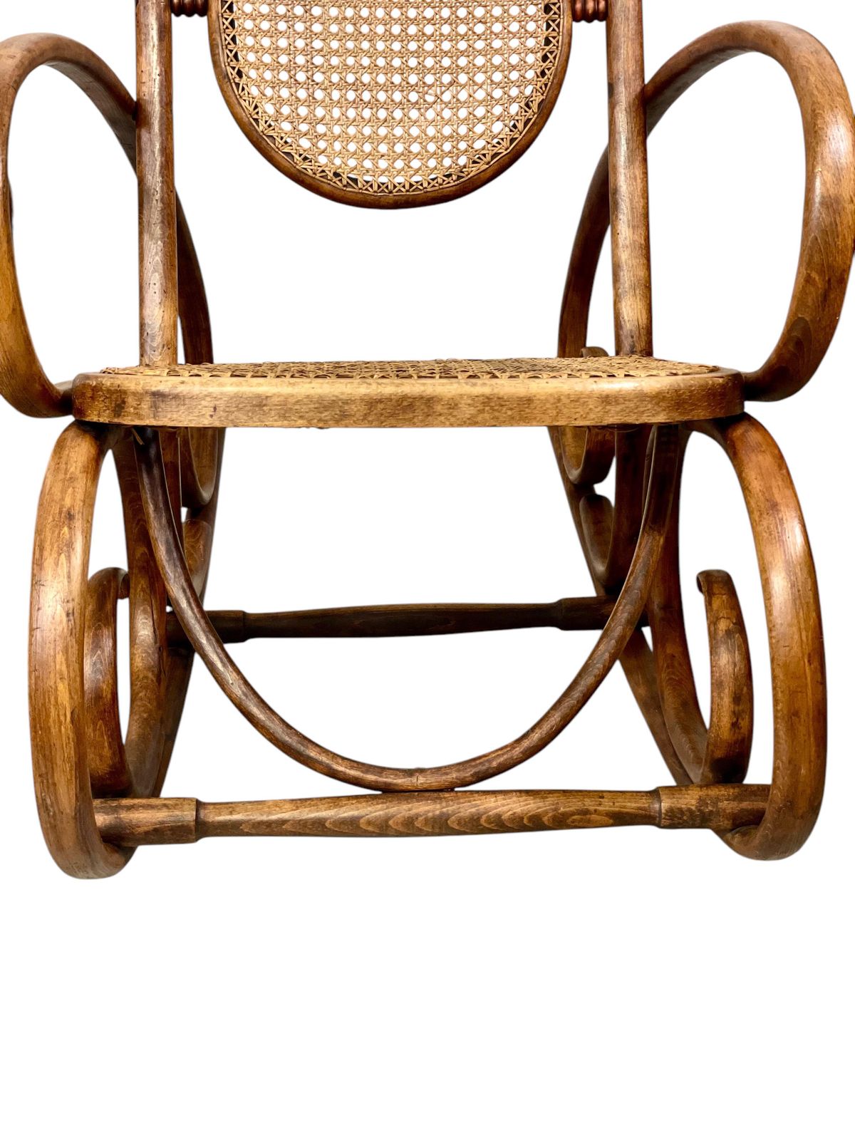 19th Century Rare Pair Of Beechwood And Cane Rocking Chairs photo Furniture