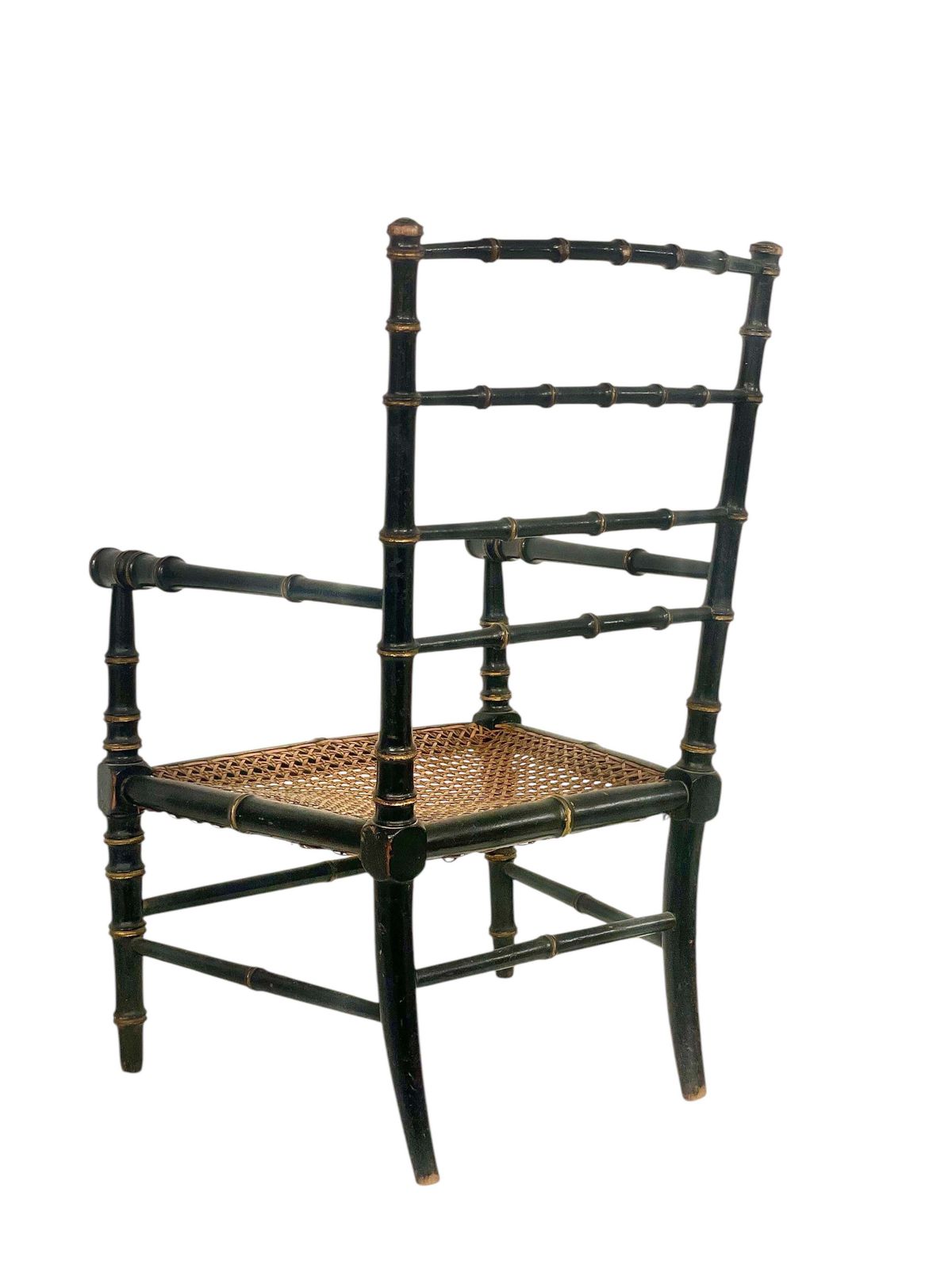 Furniture 19th Century Faux Bamboo And Caned Children’s Chair photo