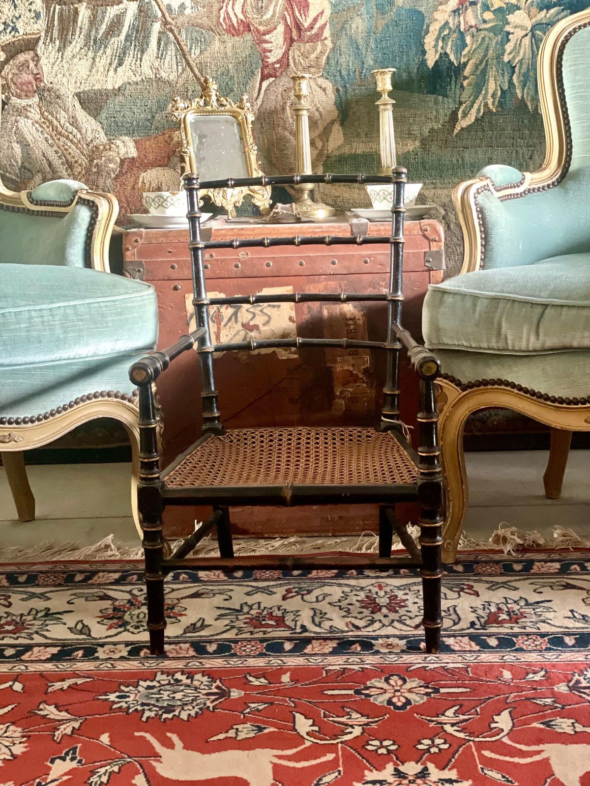 1154.0 19th Century Faux Bamboo And Caned Children’s Chair photo