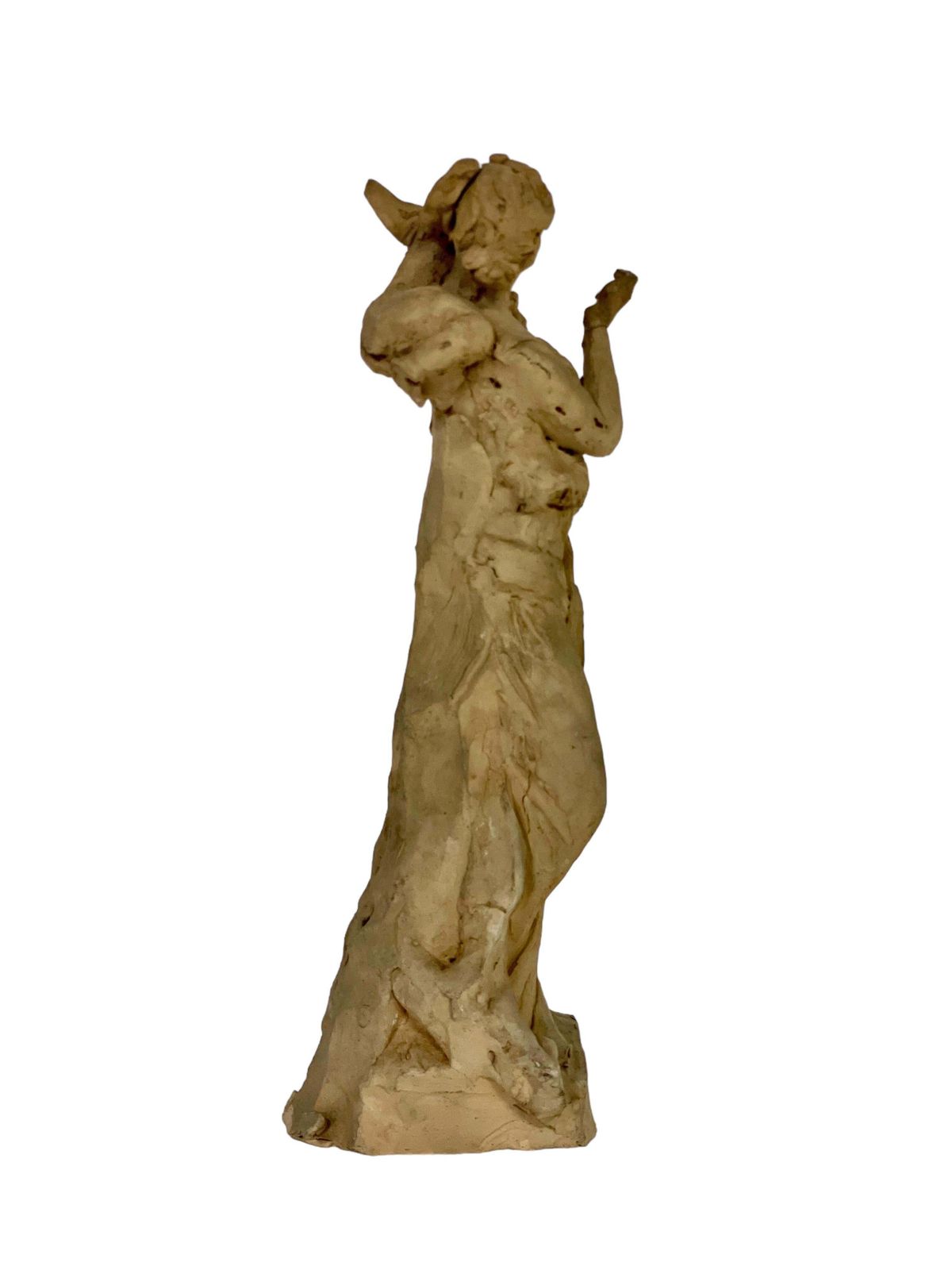 Terracotta Statuette Of A Goddess And Winged Cherub photo 592.0
