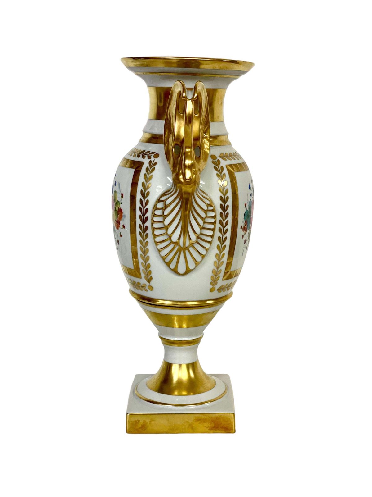 French Limoges Porcelain Gilded Baluster Vase photo for sale
