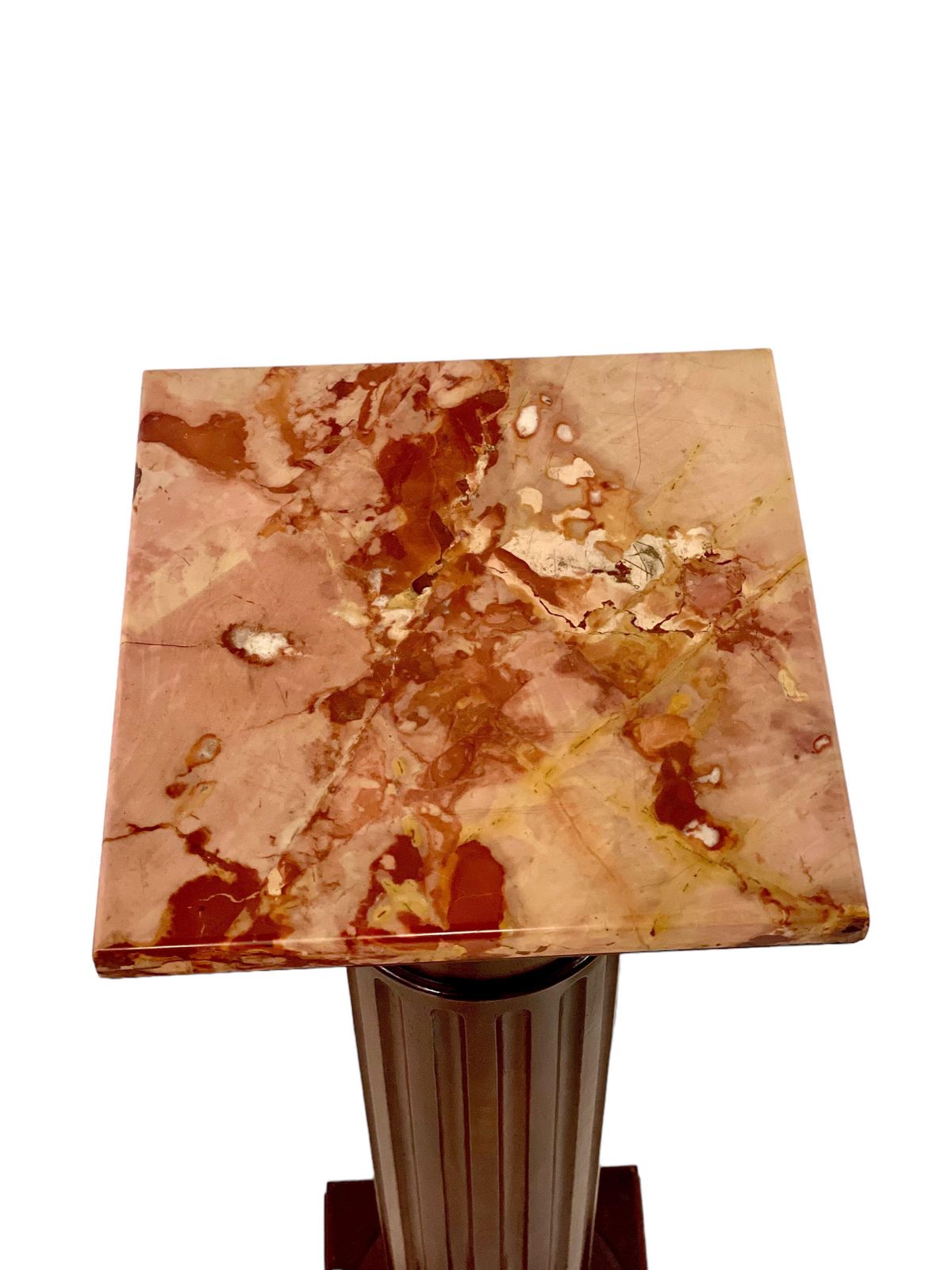 Louis XVI Column Pedestal With A Red Veined Marble Top photo furniture