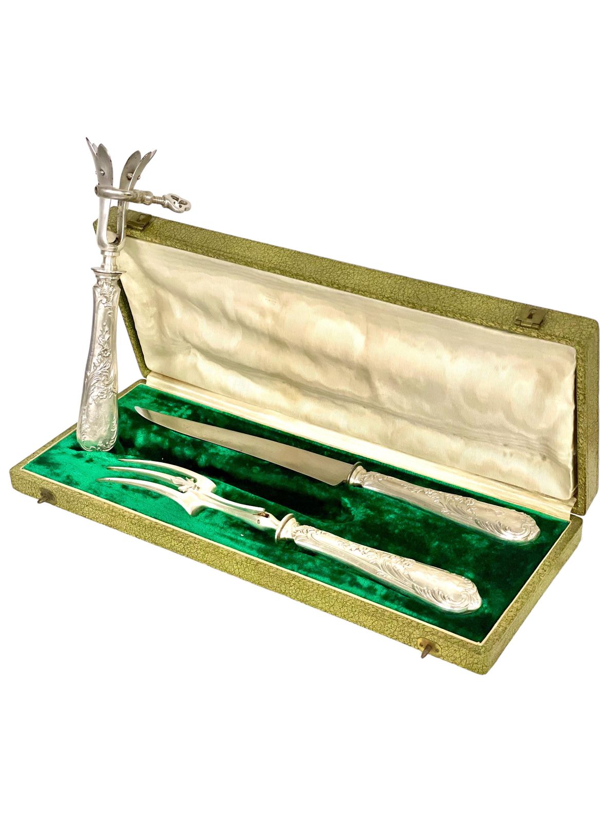 Home Decor 19th Century French Louis XIV Style Gigot Lamb Silver Plated Carving Set photo