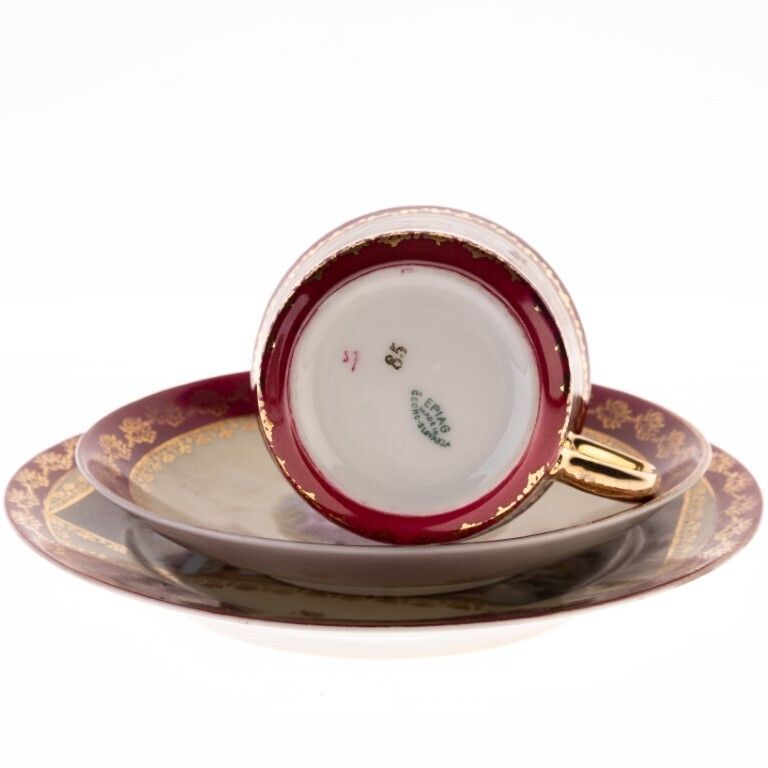 Antique Czech Epiag Royal Porcelain Classical Teacup & Saucers photo furniture