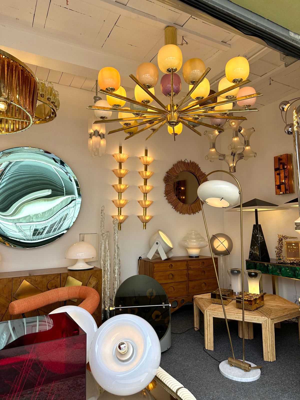 Large Contemporary Candy Chandelier Brass And Murano Glass , Italy photo for sale