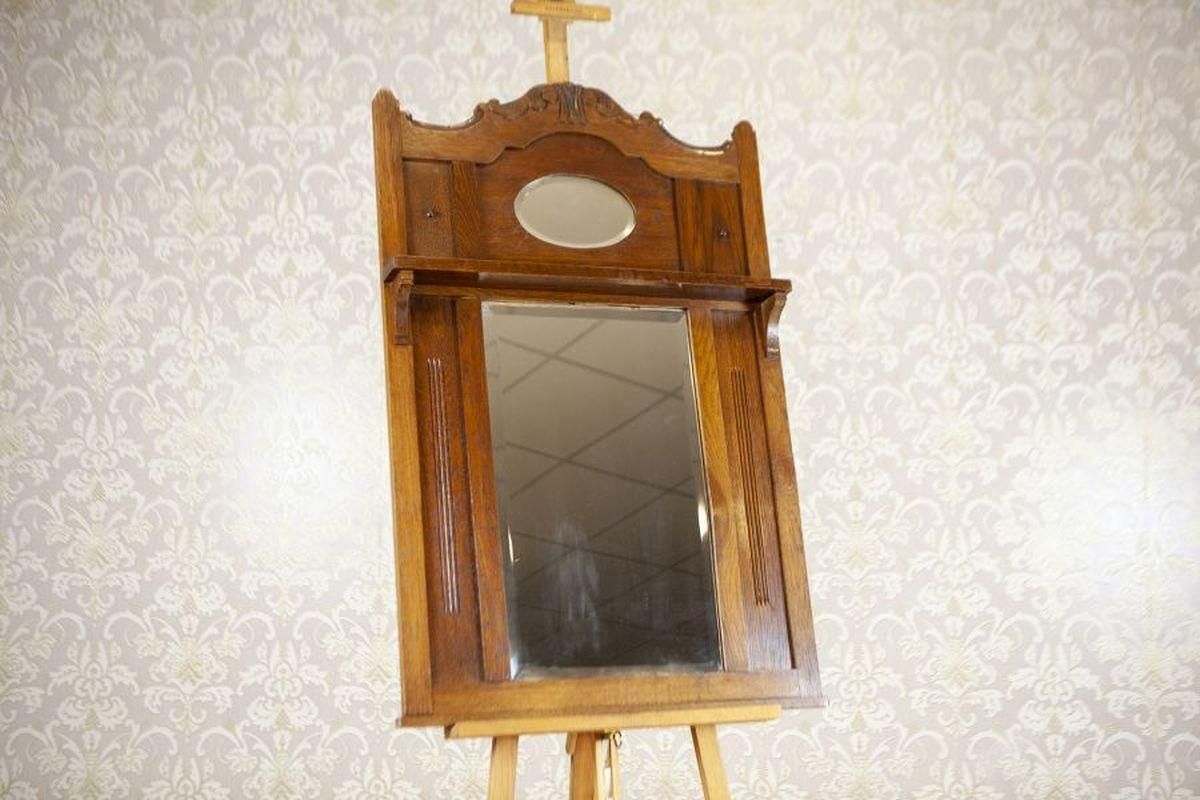 Art Nouveau Wall Mirror In Oak Frame, Early 20th Century photo furniture