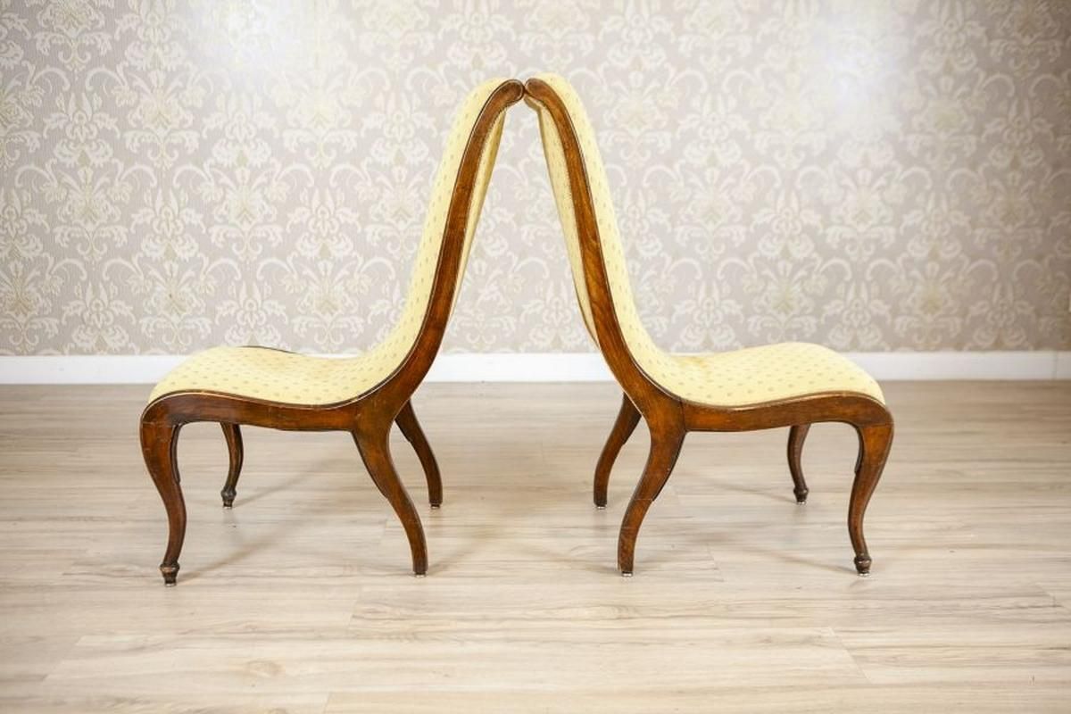 Two Swan Armchairs In Yellow Upholstery, Late 19th Century photo vinterior