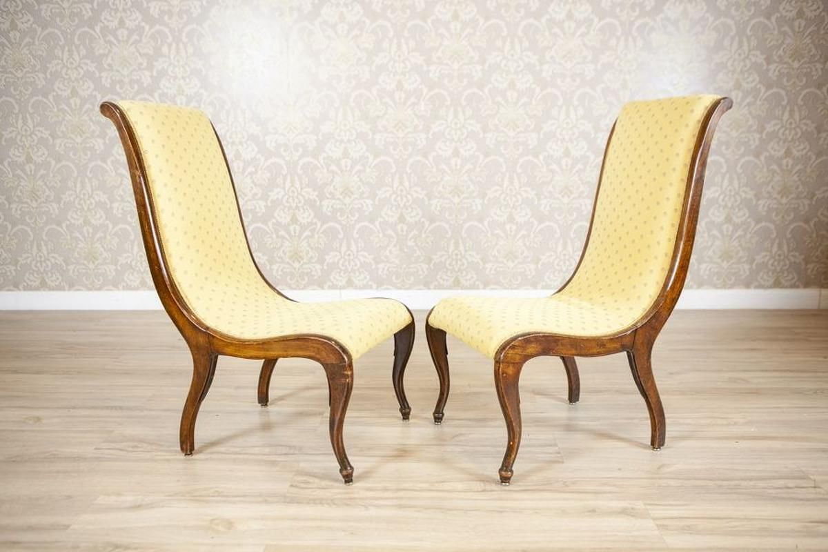 Two Swan Armchairs In Yellow Upholstery, Late 19th Century photo buy