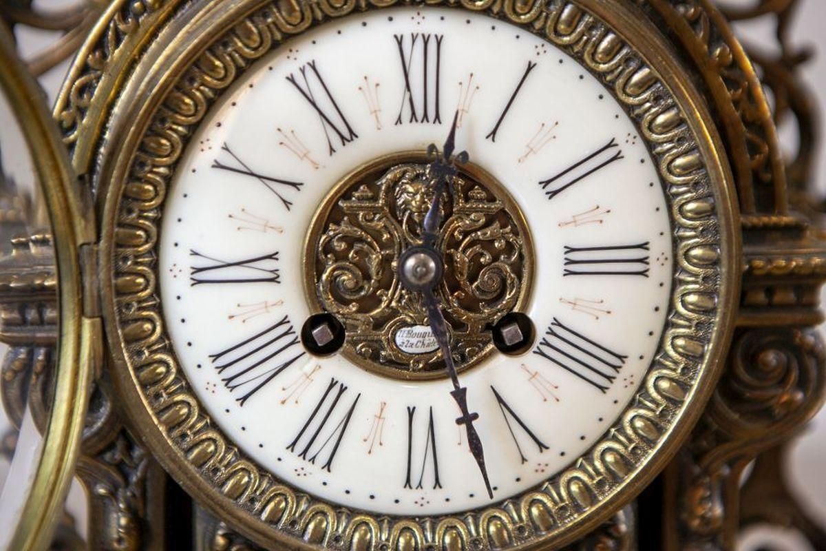 Unique French Style Mantel Clock With Candelabras, Early 20th Century photo buy
