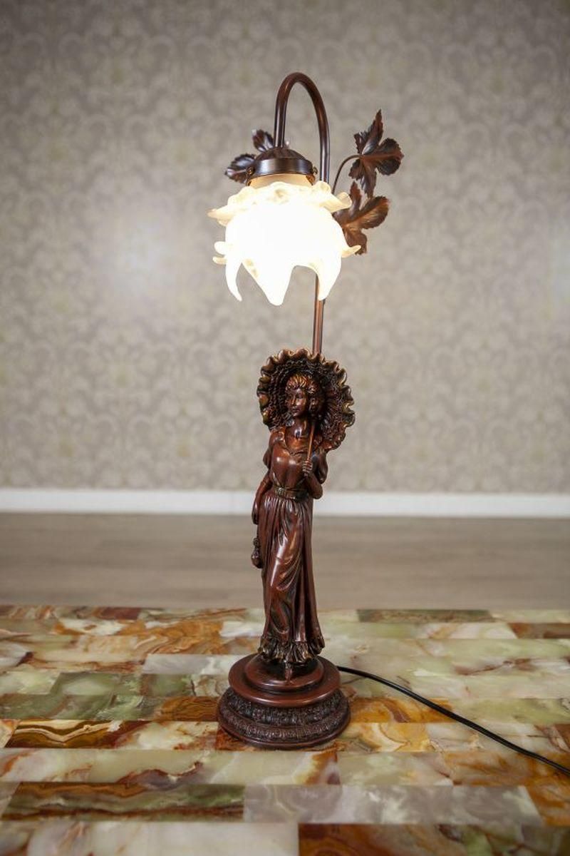 Mid 20th Century Night Light Featuring Woman Figurine Made Of Zamak Alloy photo for sale