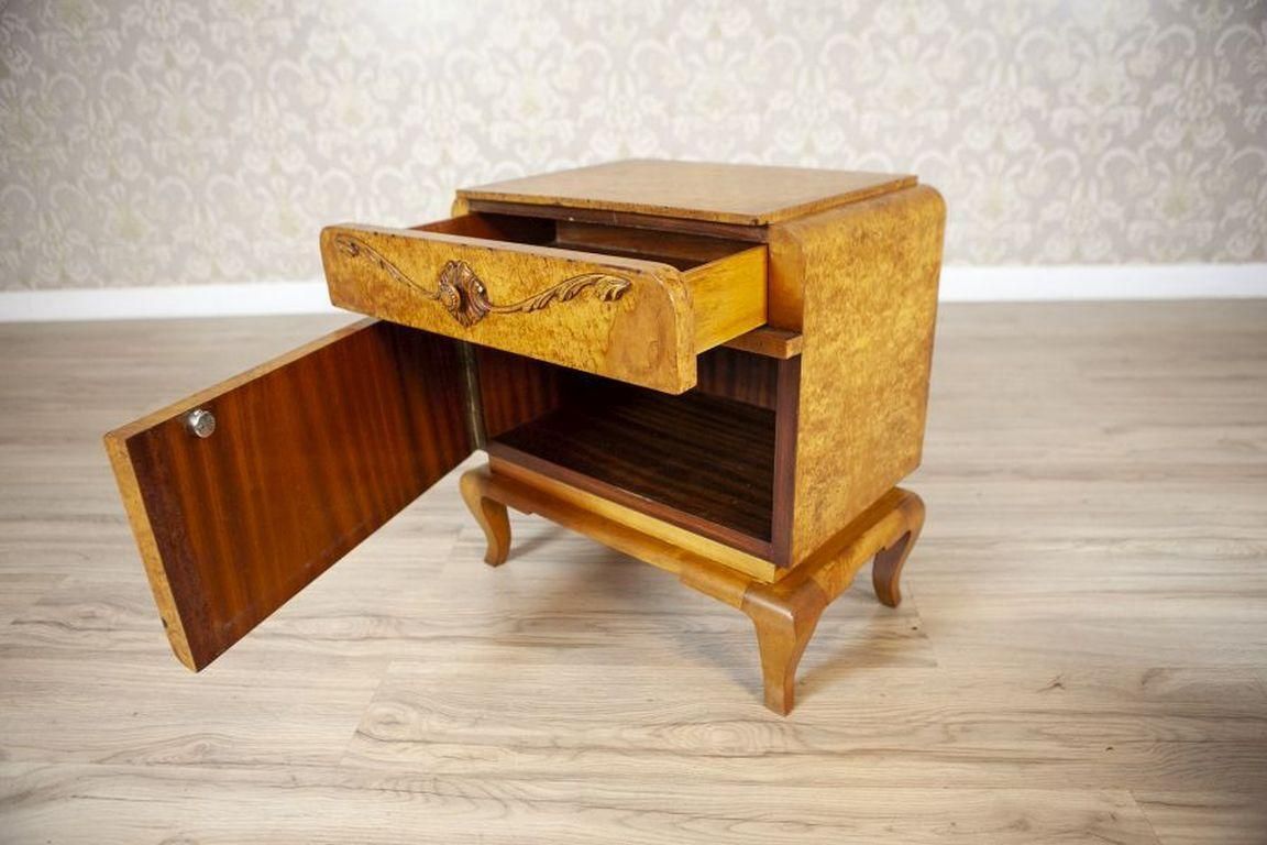 Two Nightstands From The Early 20th Century Veneered With Karelian Birch photo vintage