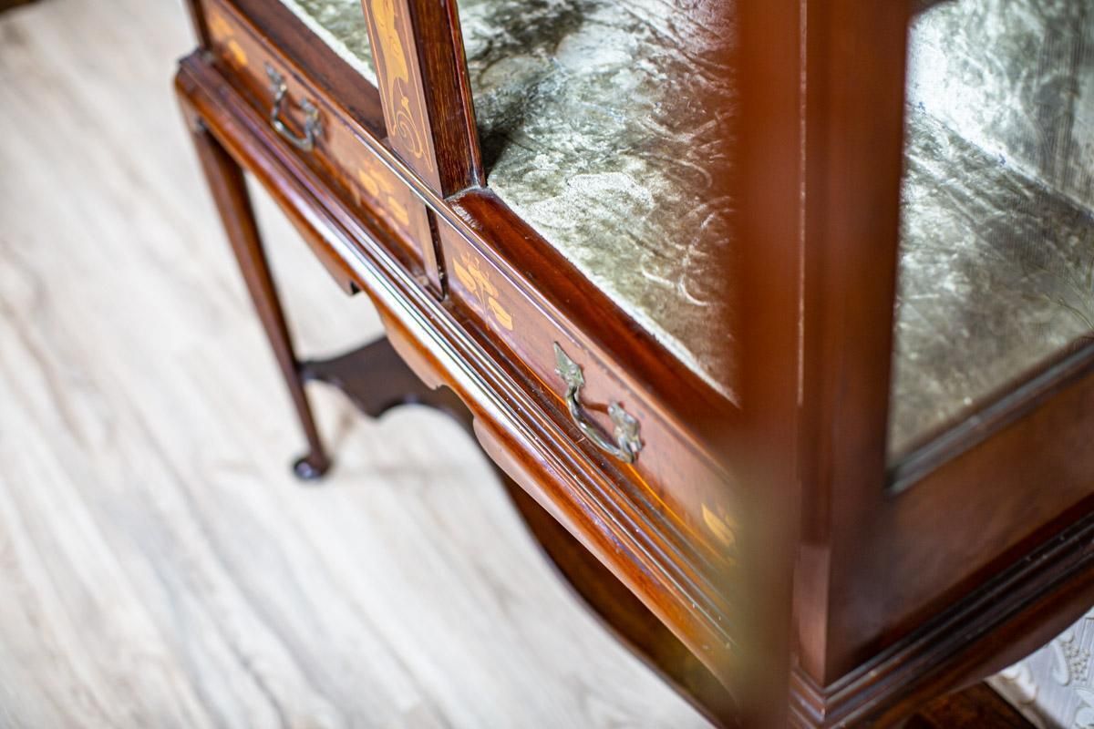 Furniture English Mahogany Inlaid Showcase From The 19th Century photo