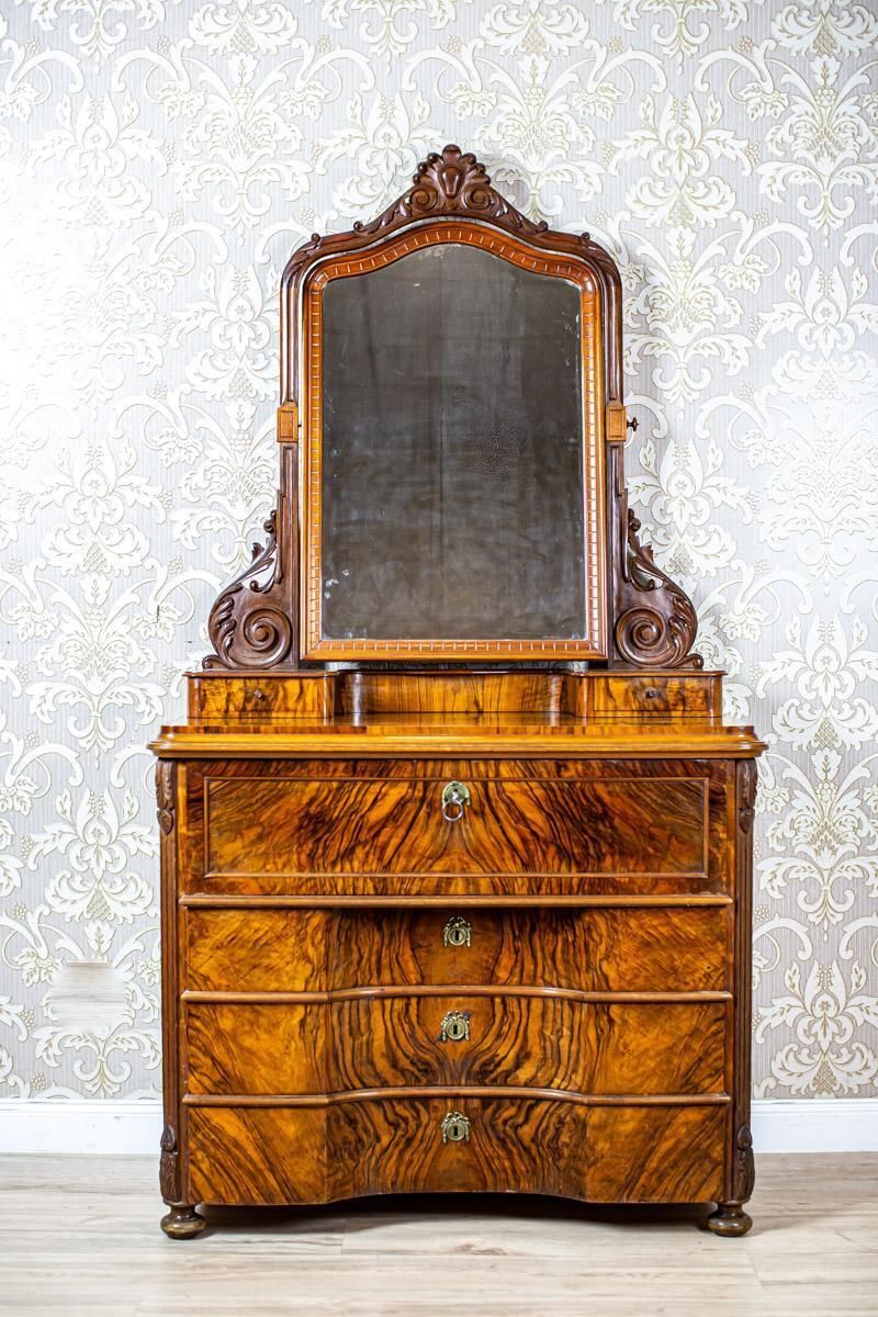 19th Century Two Part Dresser With Mirror In Brown Veneered With Rosewood photo for sale