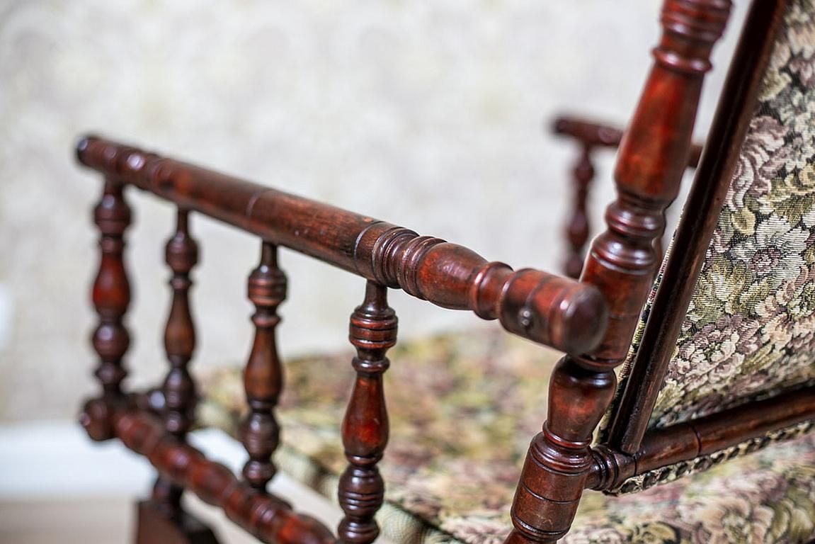 photo for sale Eclectic 19th Century Spring Rocking Chair In Floral Fabric