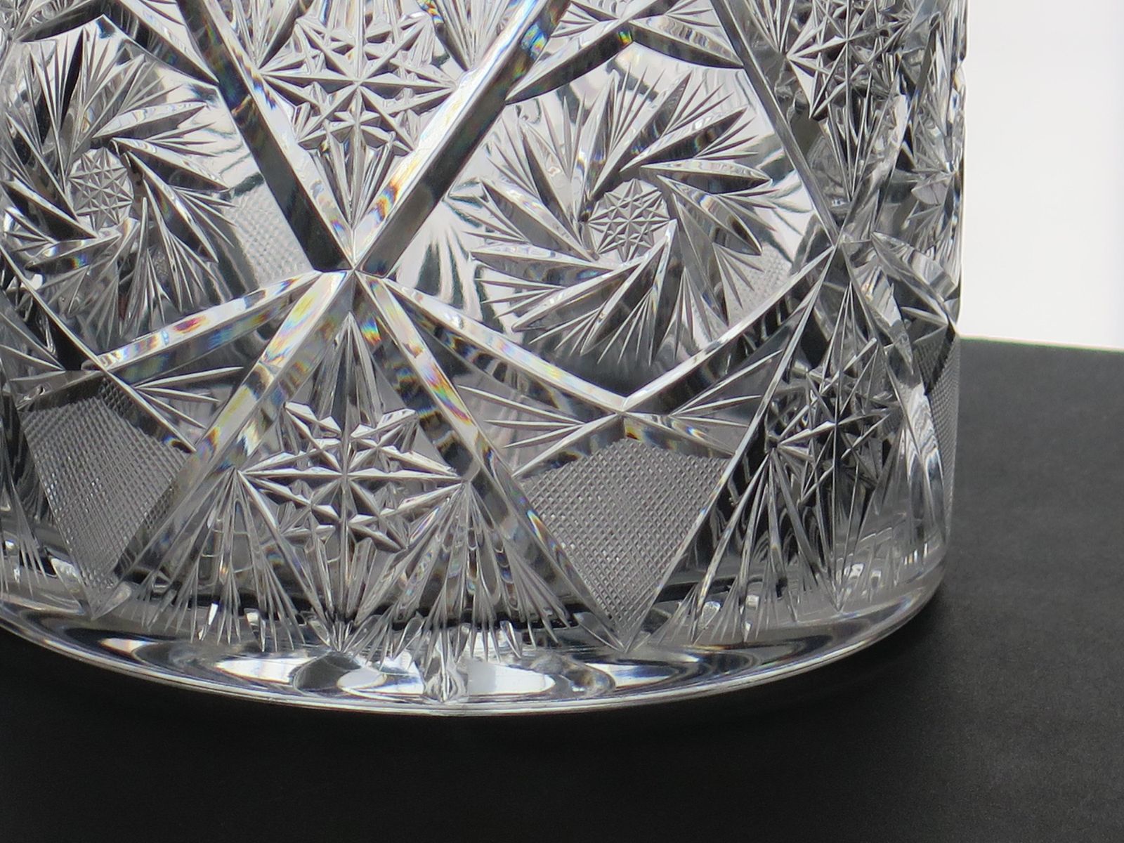 Cut Glass Crystal Jardiniere Or Vase With Thistles & Leaves, Ca 1920 photo 345.0