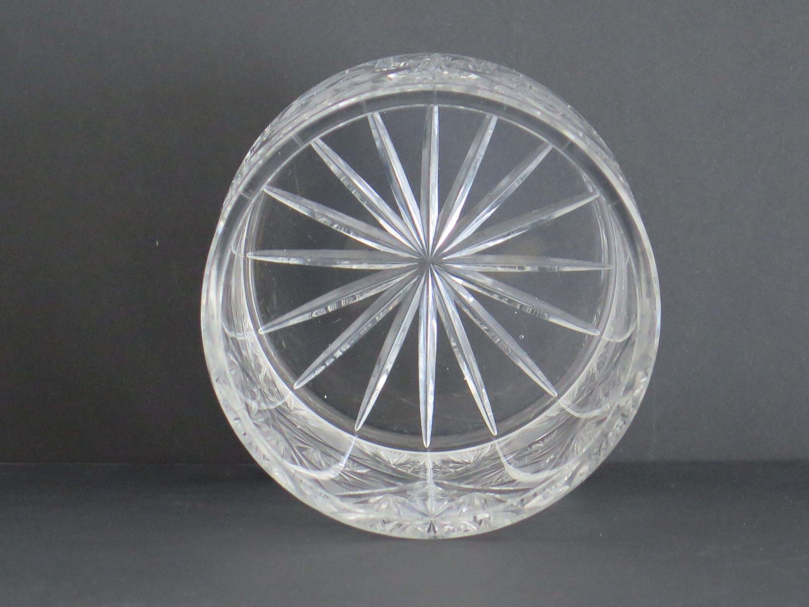 Home Decor Cut Glass Crystal Jardiniere Or Vase With Thistles & Leaves, Ca 1920 photo