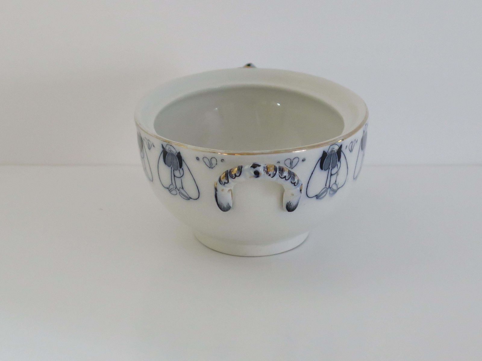 19th C. Art Nouveau Sauce Tureen Blue & White Tulip Ptn By Keeling & Co, Ca 1887 photo buy