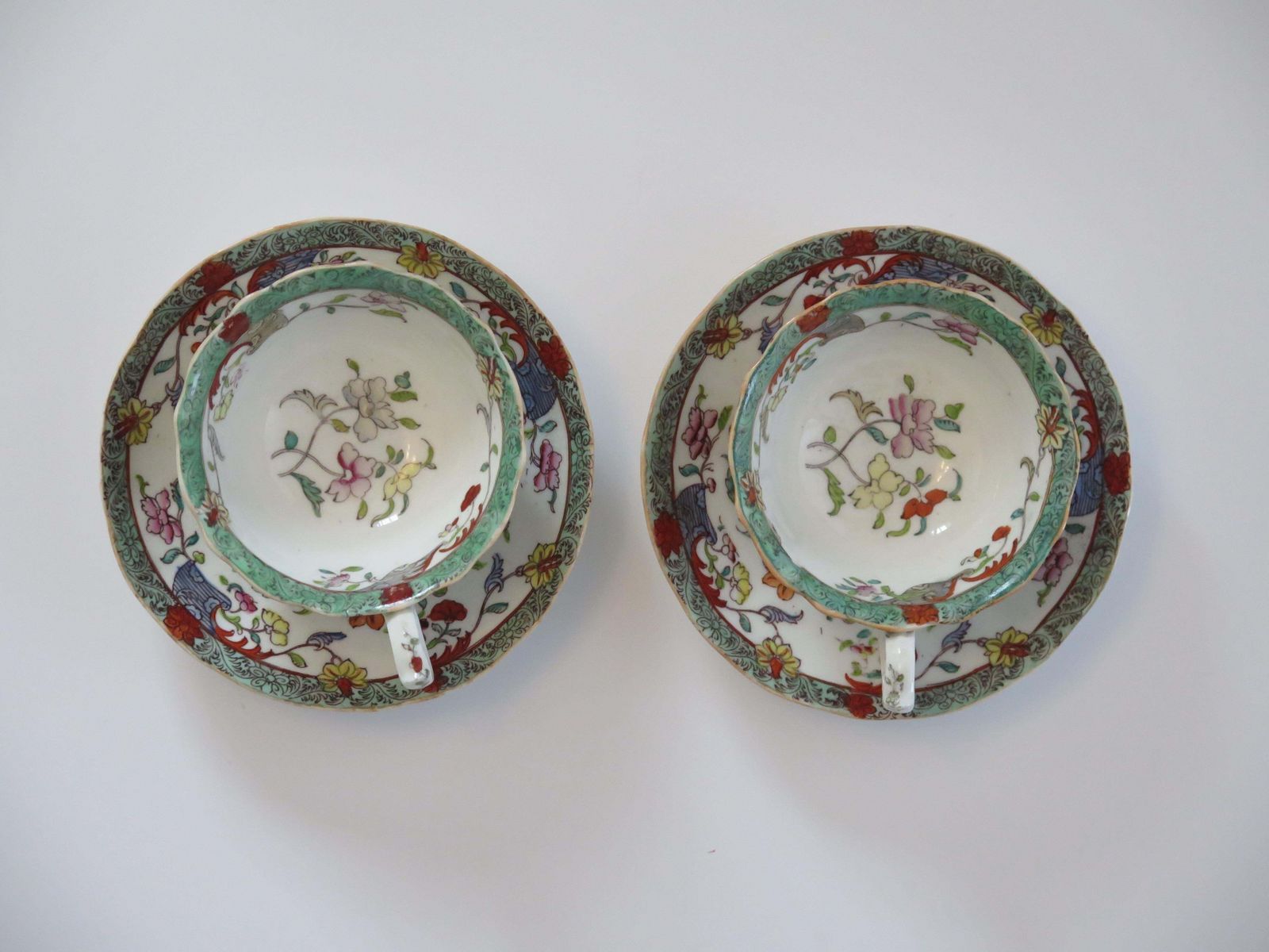 photo vinterior William Ivth Pair (A) Of C J Masons Cups & Saucers Porcelain Ptn 223, Ca 1830