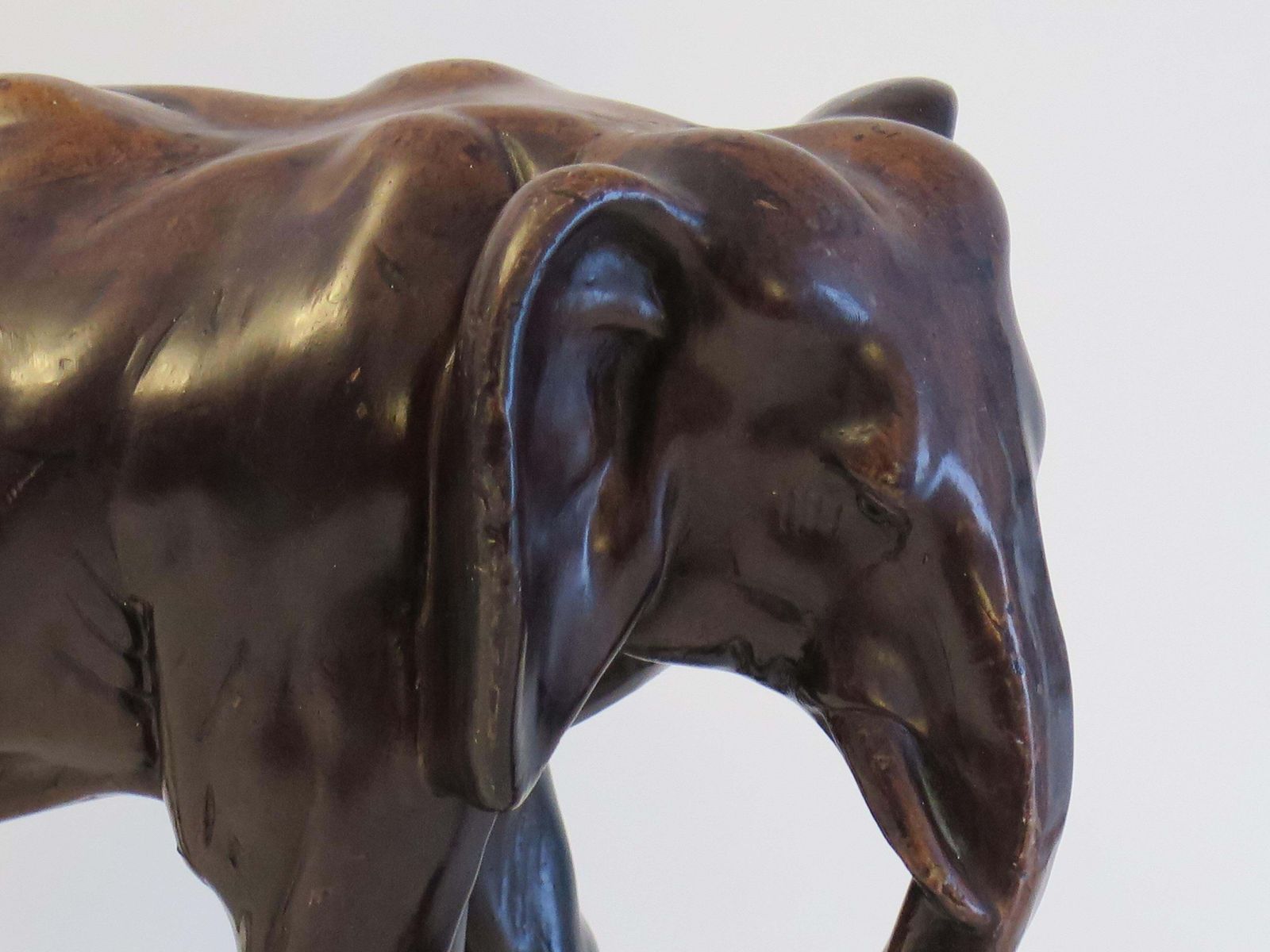 Large Elephant Stone Sculpture Hand Made And Signed Under The Foot, Circa 1920 photo 660.0