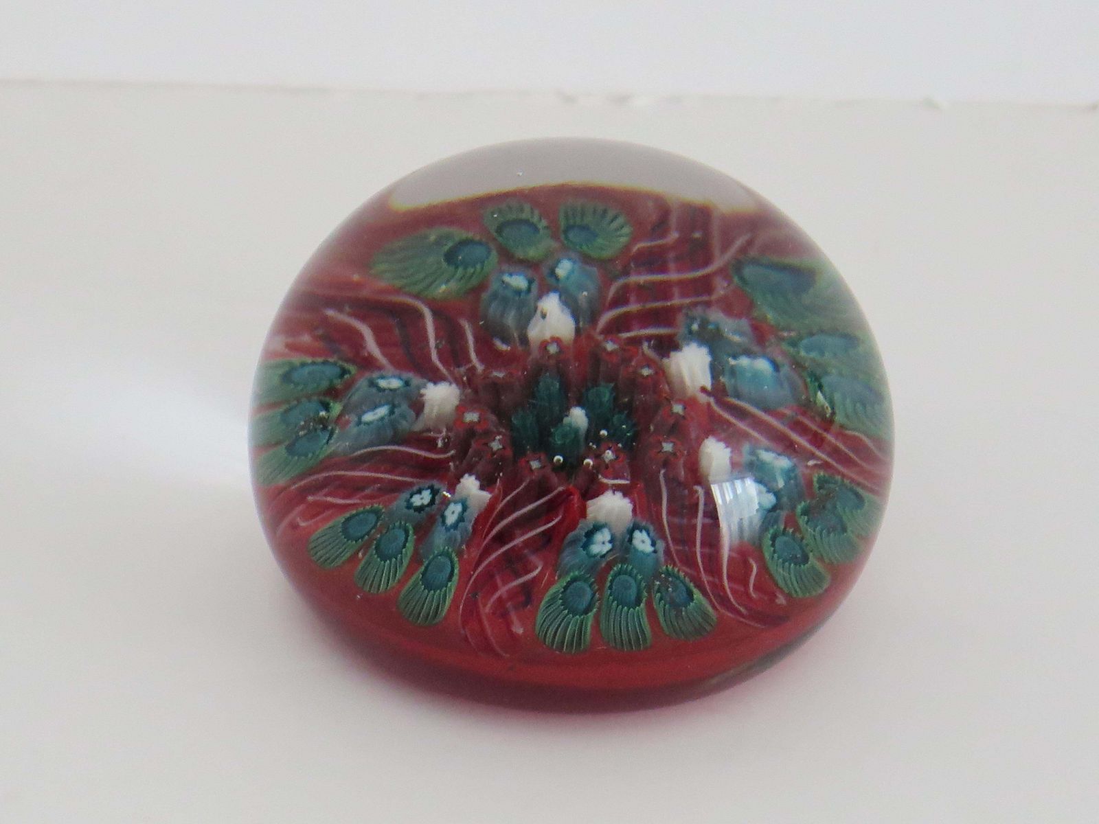 Home Decor Glass Millefiori Vasart Paperweight Hand Blown, Scotland Circa 1960 photo