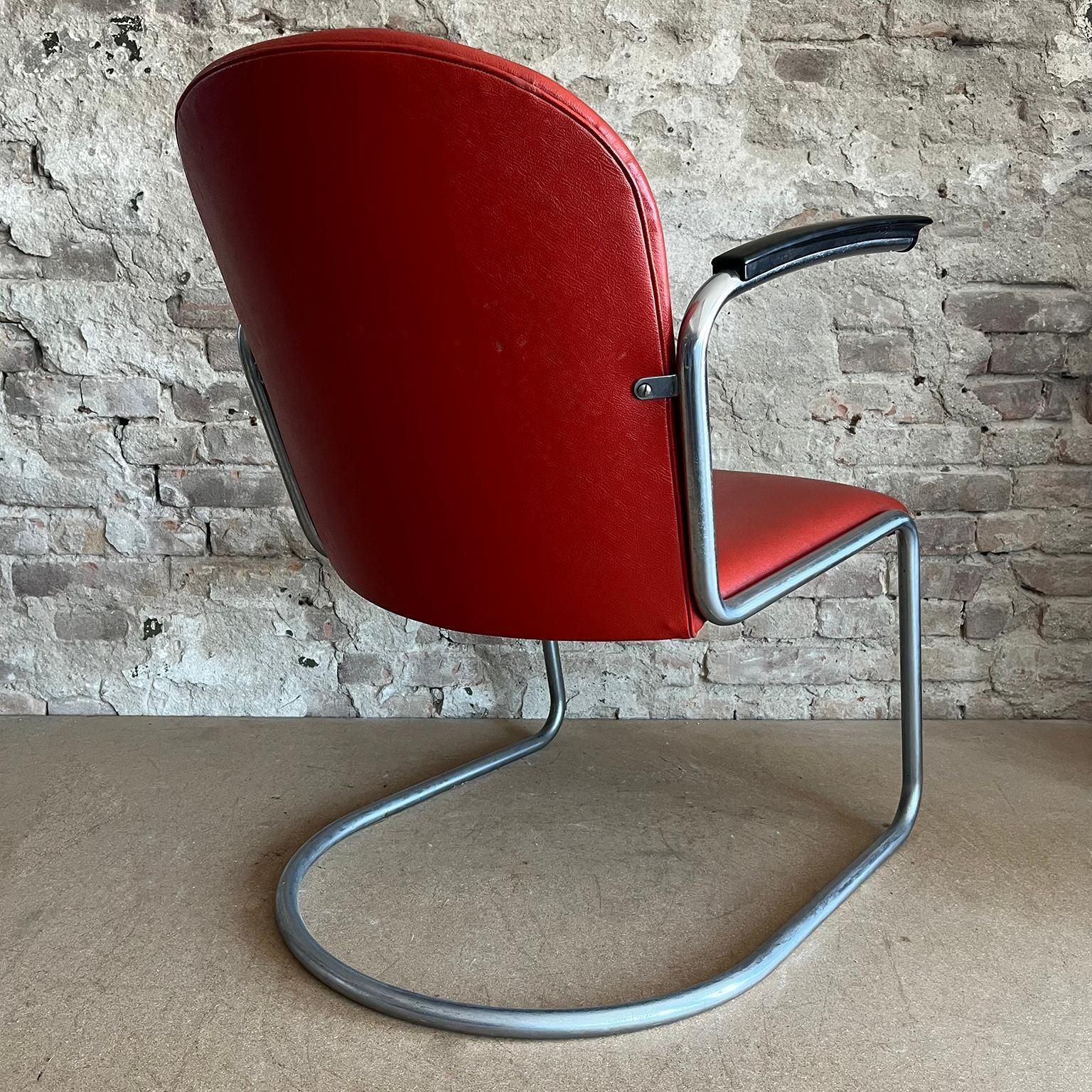 Gispen 413 In Original Sixties Red Skai With Black Armrests photo Furniture