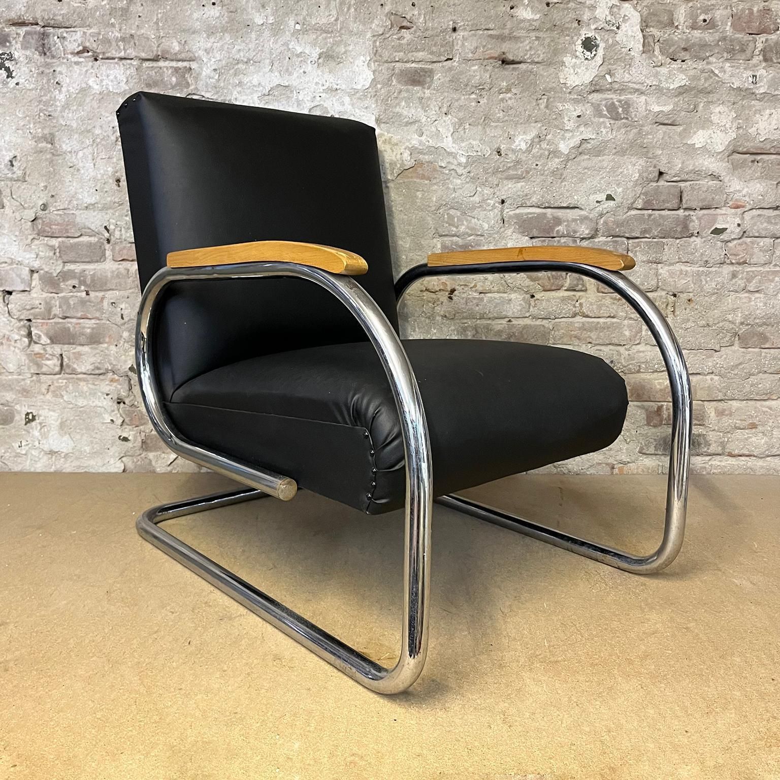 Tubax Armchair In Black Faux Leather photo for sale