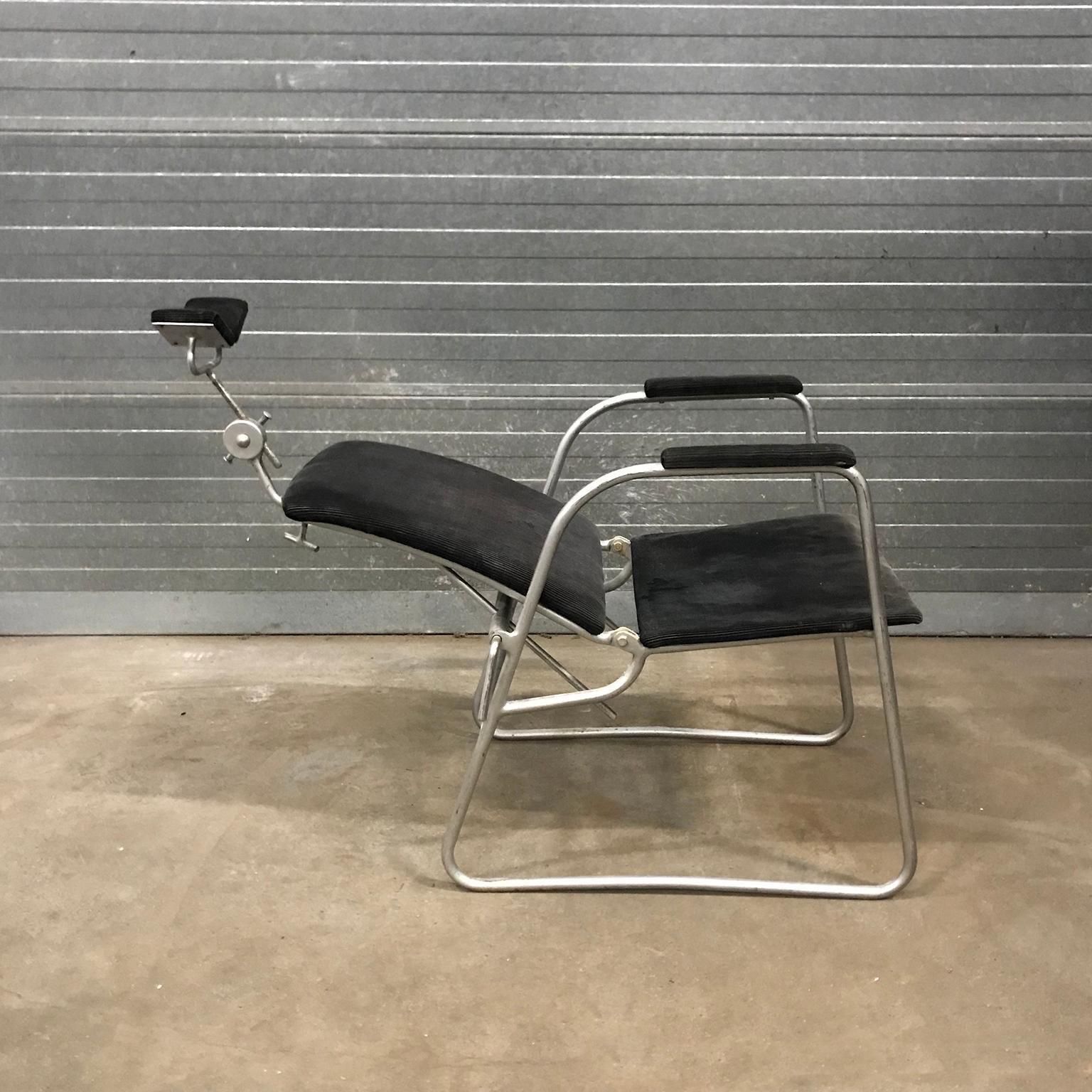 Unique Barber Chair In Black Corduroy, Circa 1960 photo Furniture