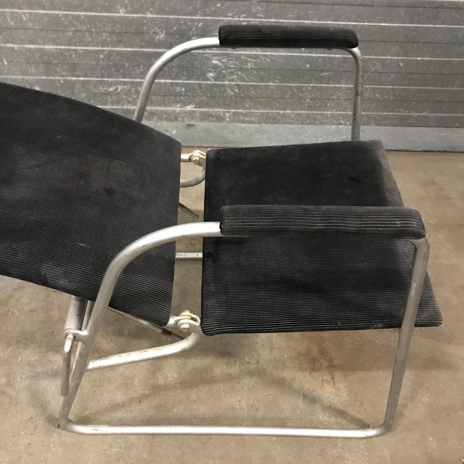 1244.0 Unique Barber Chair In Black Corduroy, Circa 1960 photo