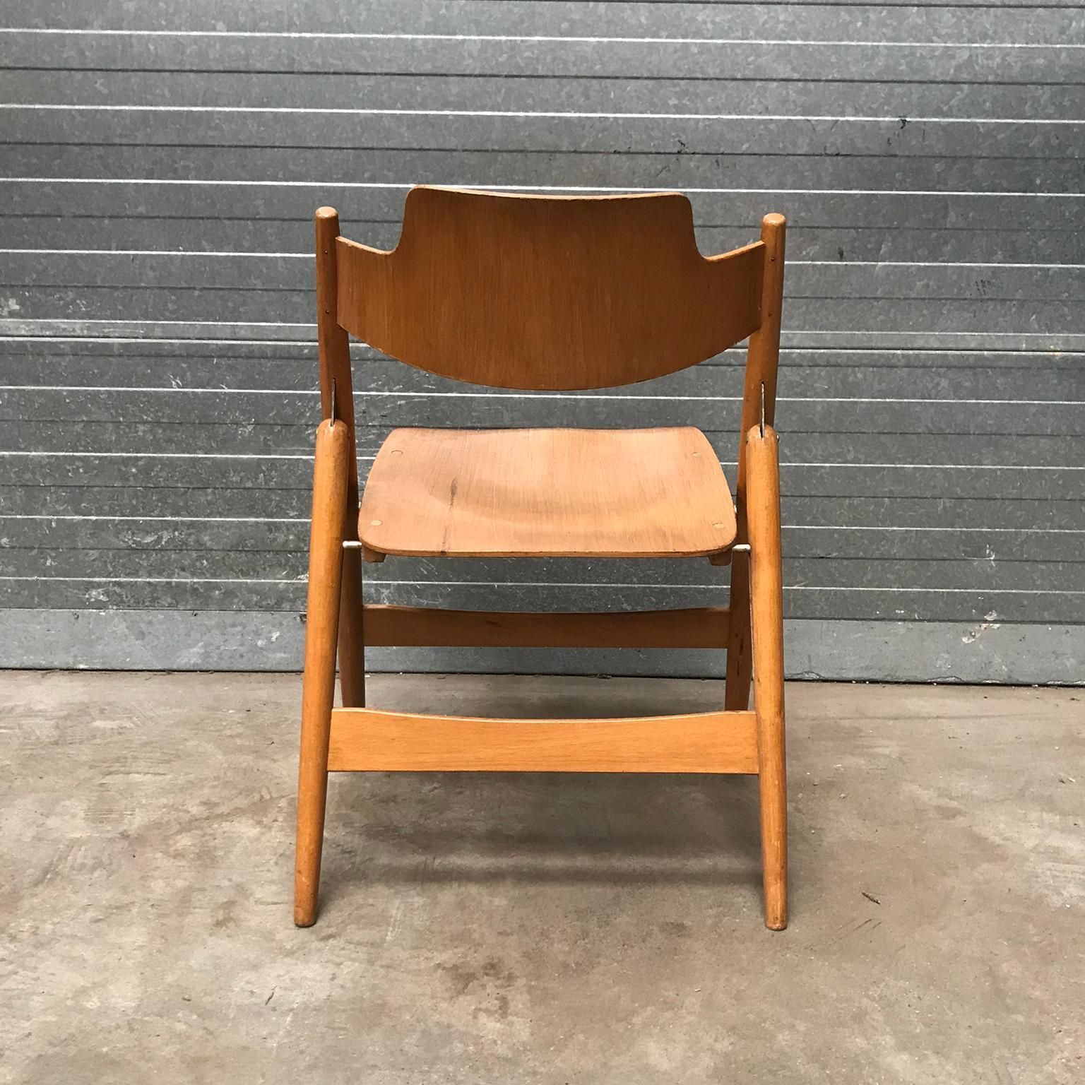 1952, Egon Eiermann For Wilde & Spieth, Wooden Folding Chair photo vintage