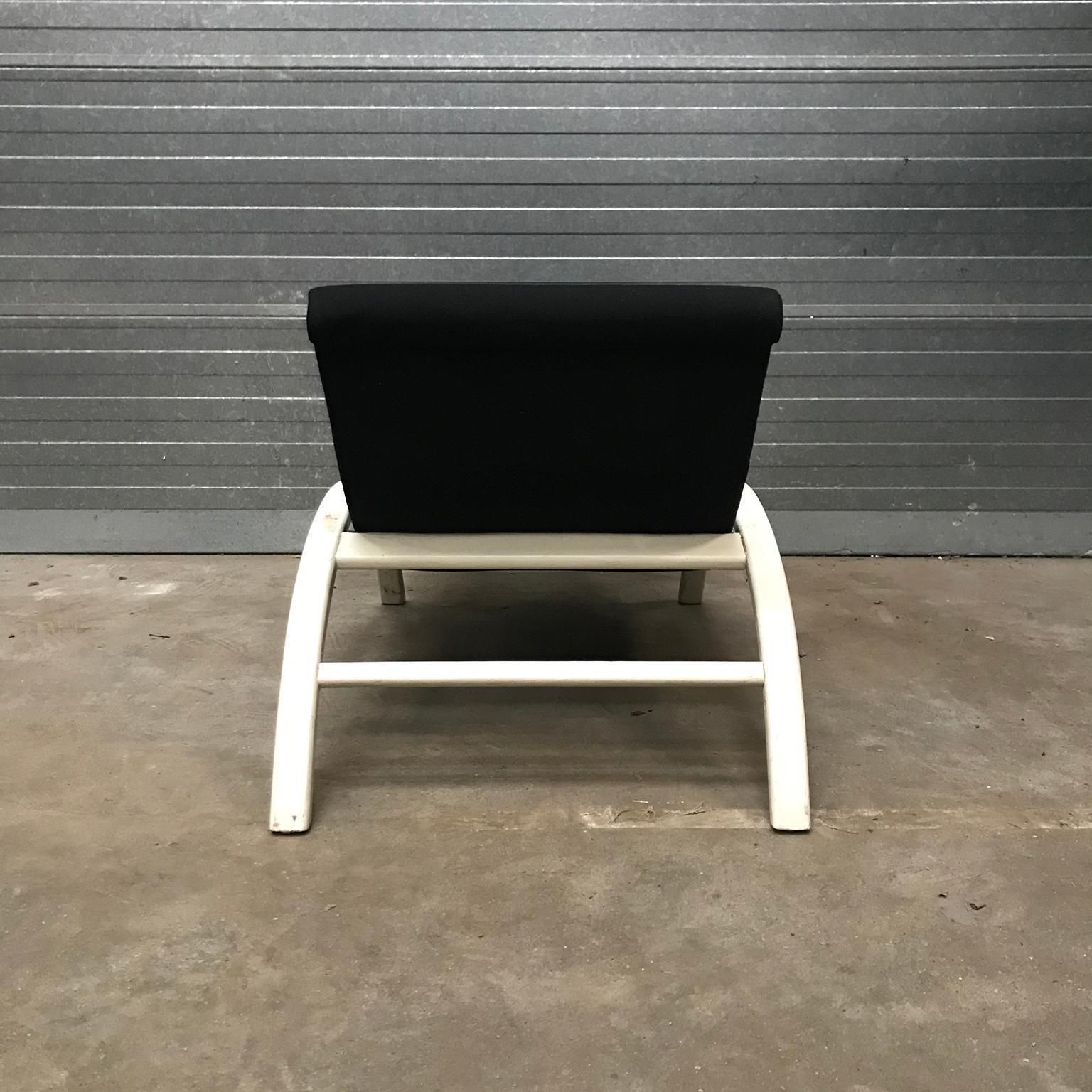 Elegant Infinitely Adjustable Easy Chair In Black Fabric & White Wood Circa 1960 photo buy