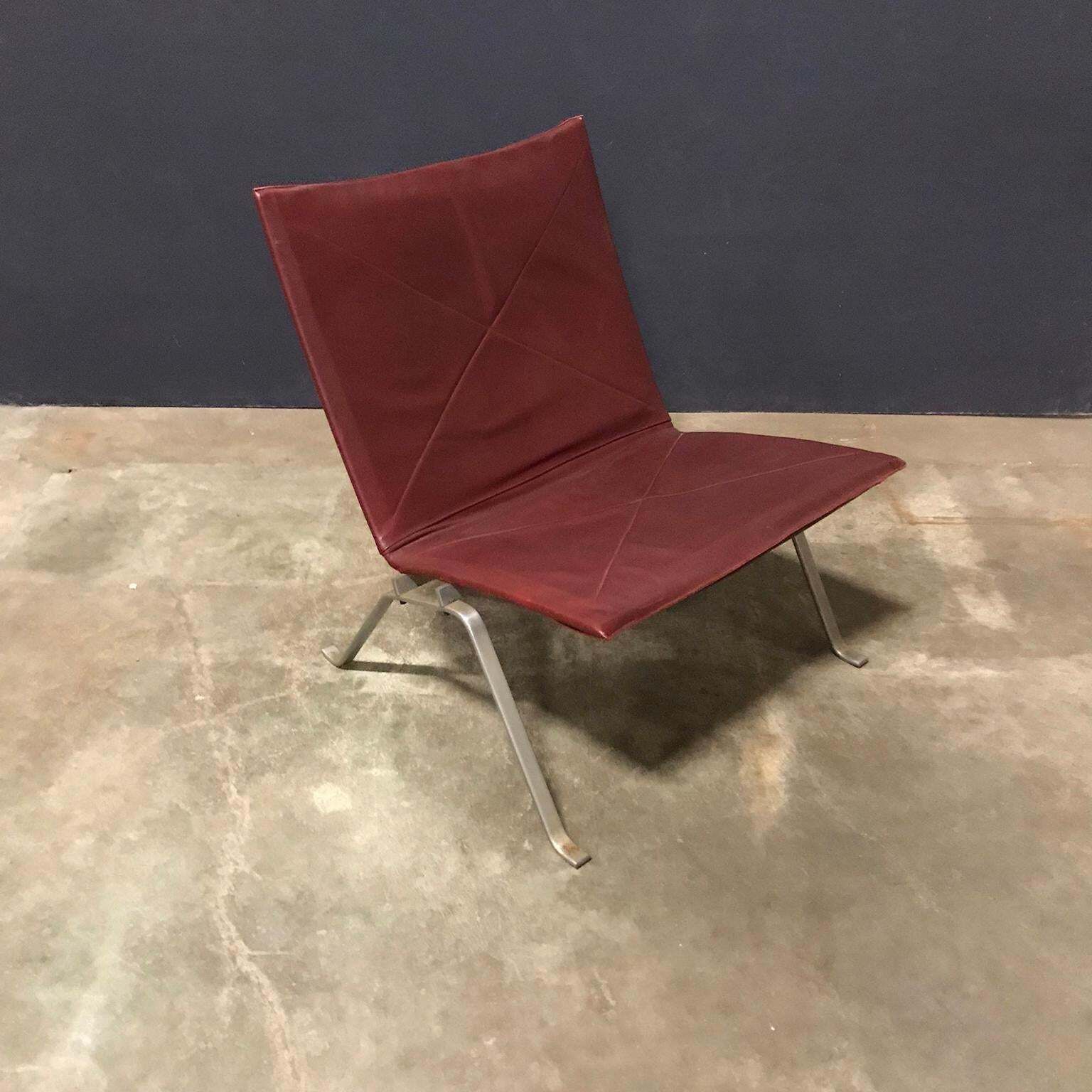 1956, Poul Kjaerholm For E. Kold Christensen, Pk22 Lounge Chair In Red Leather photo furniture