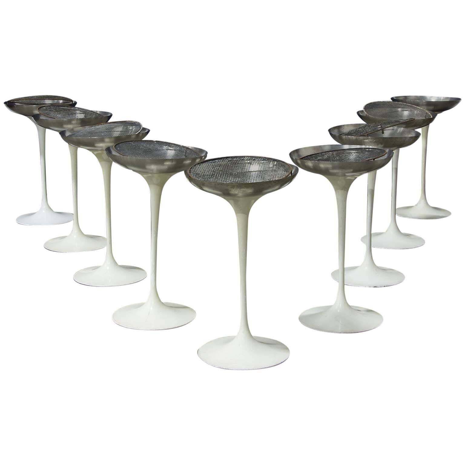 1960, Eero Saarinen For Knoll International, Set Of Seven White Tulip Ashtrays