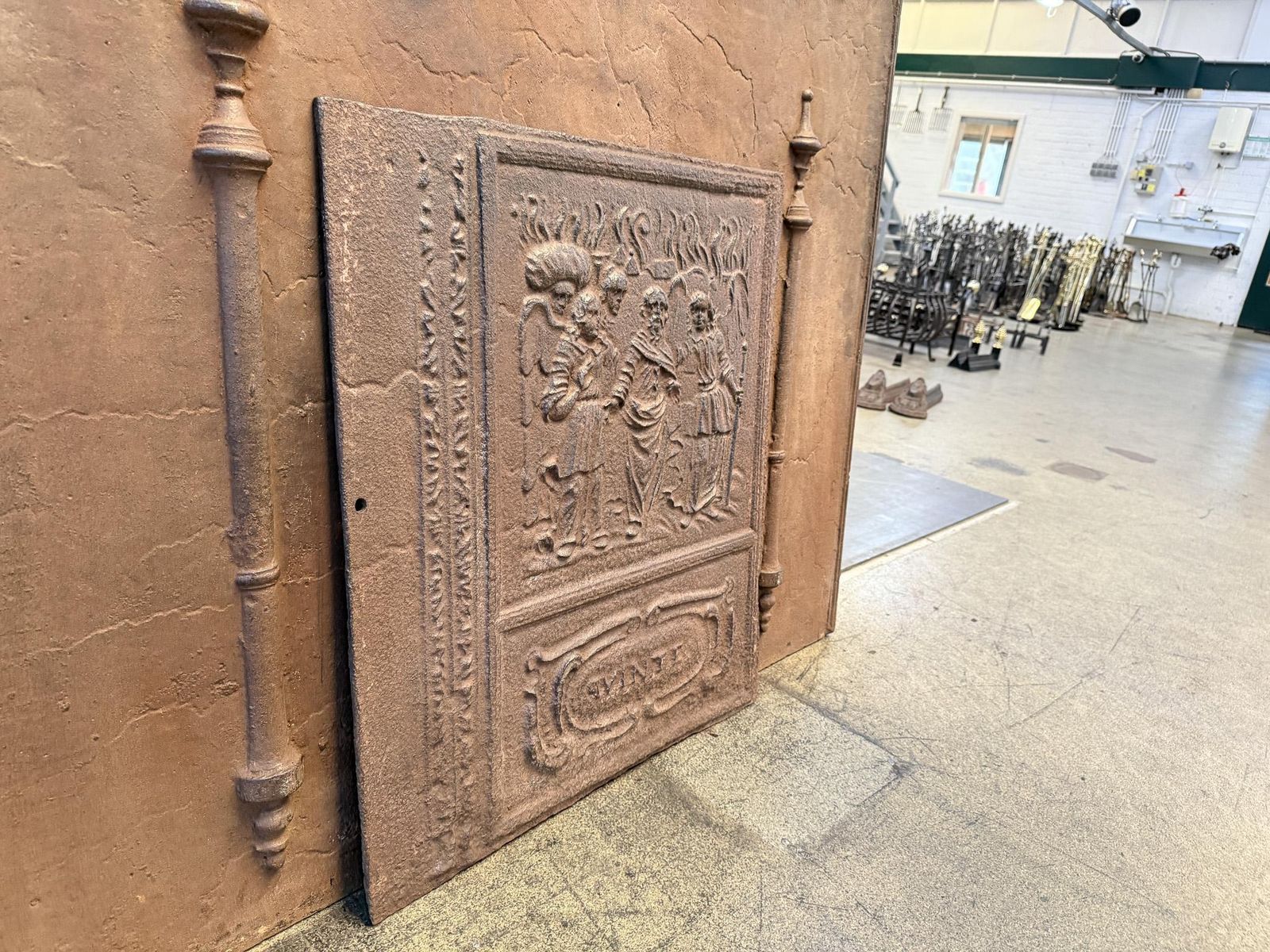 photo vinterior 17th Century German 'Lot And Daughters' Stove Plate / Backsplash, Gothic Period