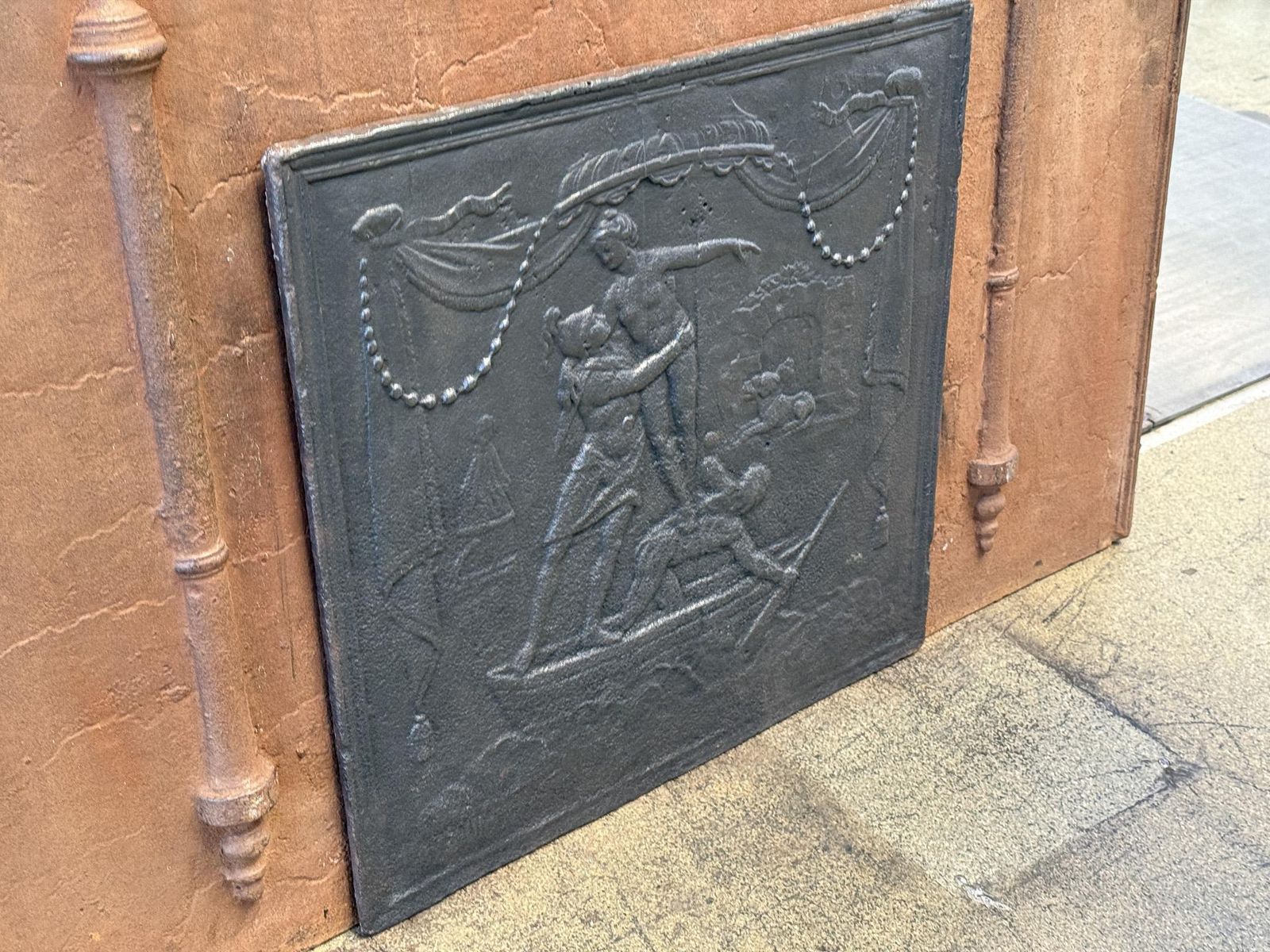 French 'Persephone And Hades' Fireback / Backsplash, Neoclassical Period photo vinterior
