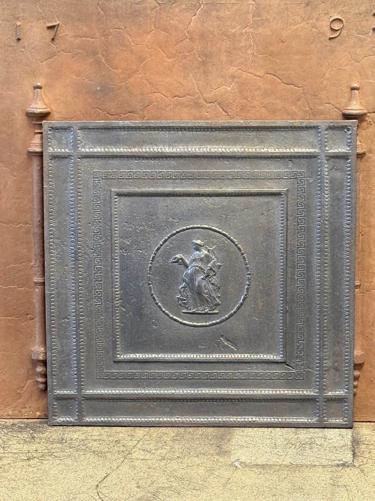 French Art Deco 'Lady' Fireback / Backsplash, Early 20th Century photo for sale