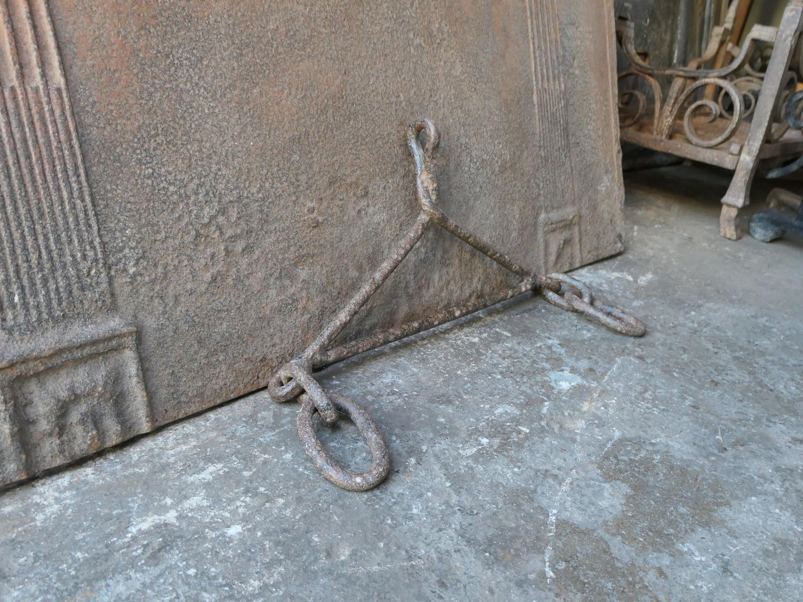 Home Fixtures Large 17th Century French Fireplace Pot Hook, Louis XIV Period photo