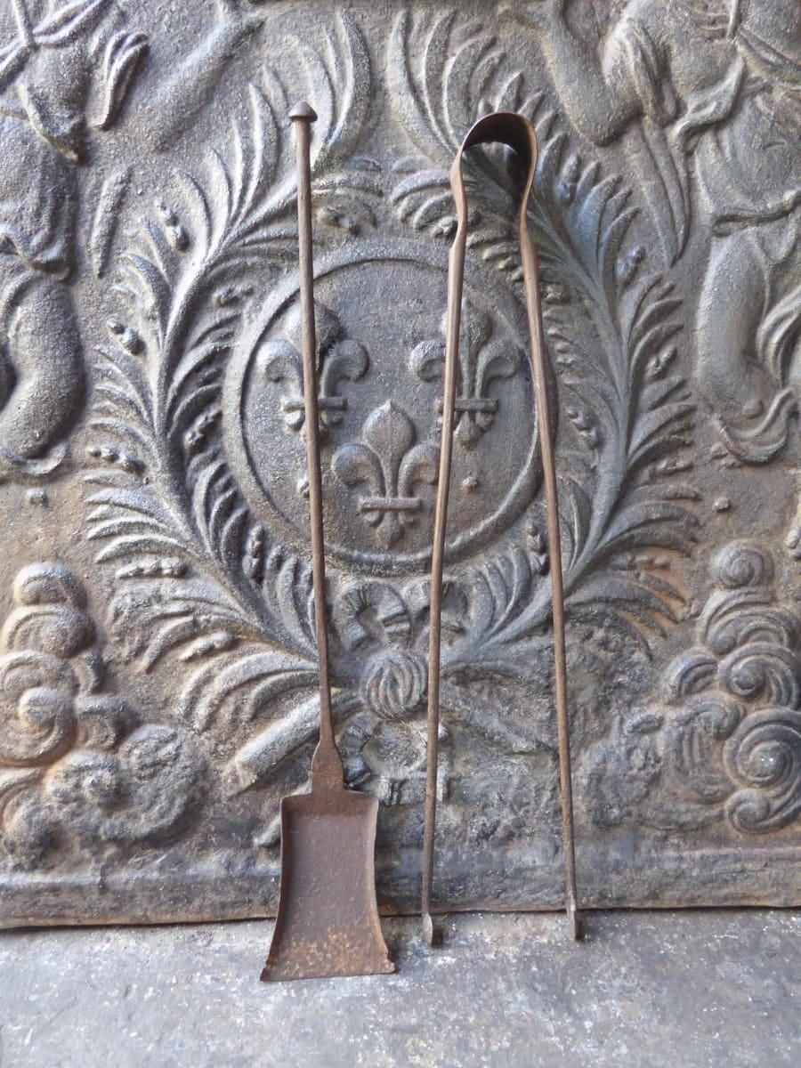Rustic French Wrought Iron Fireplace Tools Or Fire Tools, Early 18th Century photo furniture
