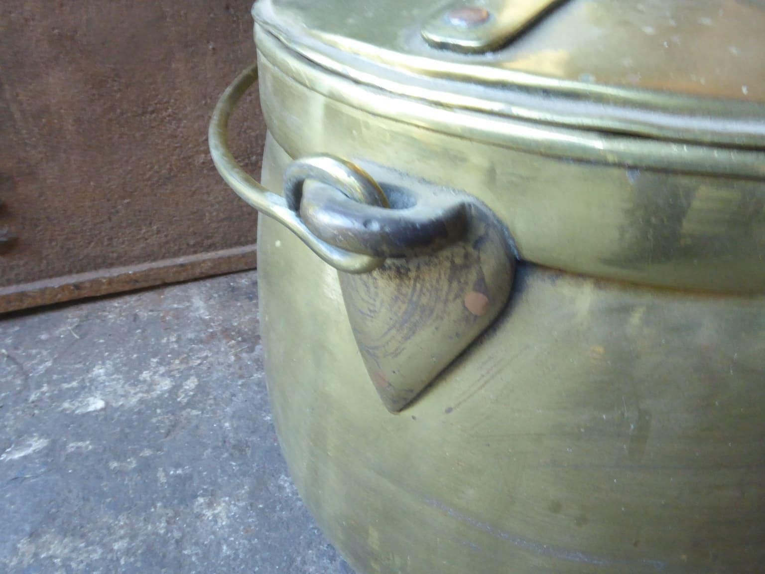 19th Century Dutch Polished Brass Firewood Basket, Victorian Period photo for sale