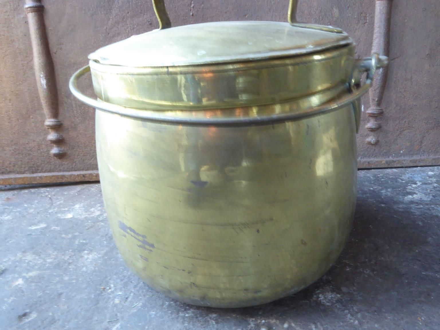 19th Century Dutch Polished Brass Firewood Basket, Victorian Period photo vinterior