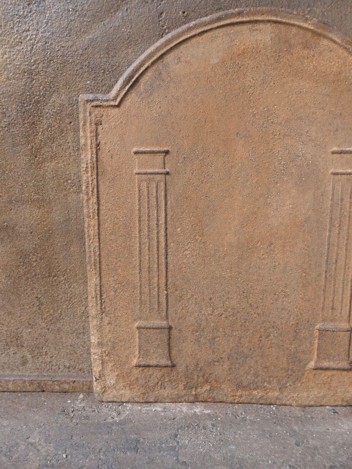 photo for sale French Neoclassical 'Pillars Of Freedom' Fireback / Backsplash, Early 19th Centu