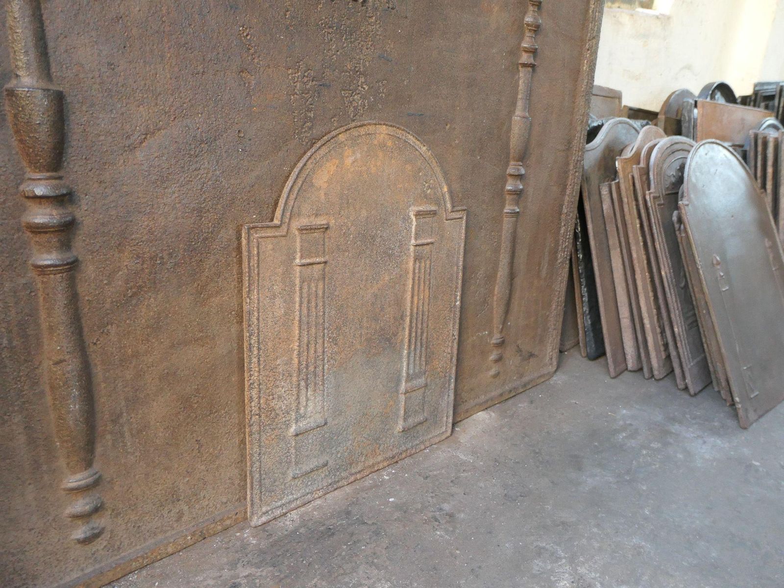 photo for sale French Neoclassical Period 'Pillars Of Freedom' Fireback / Backsplash