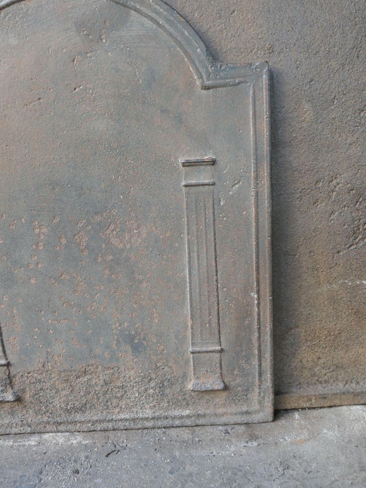 French Neoclassical 'Pillars Of Freedom' Fireback / Backsplash, Early 19th Centu photo vintage